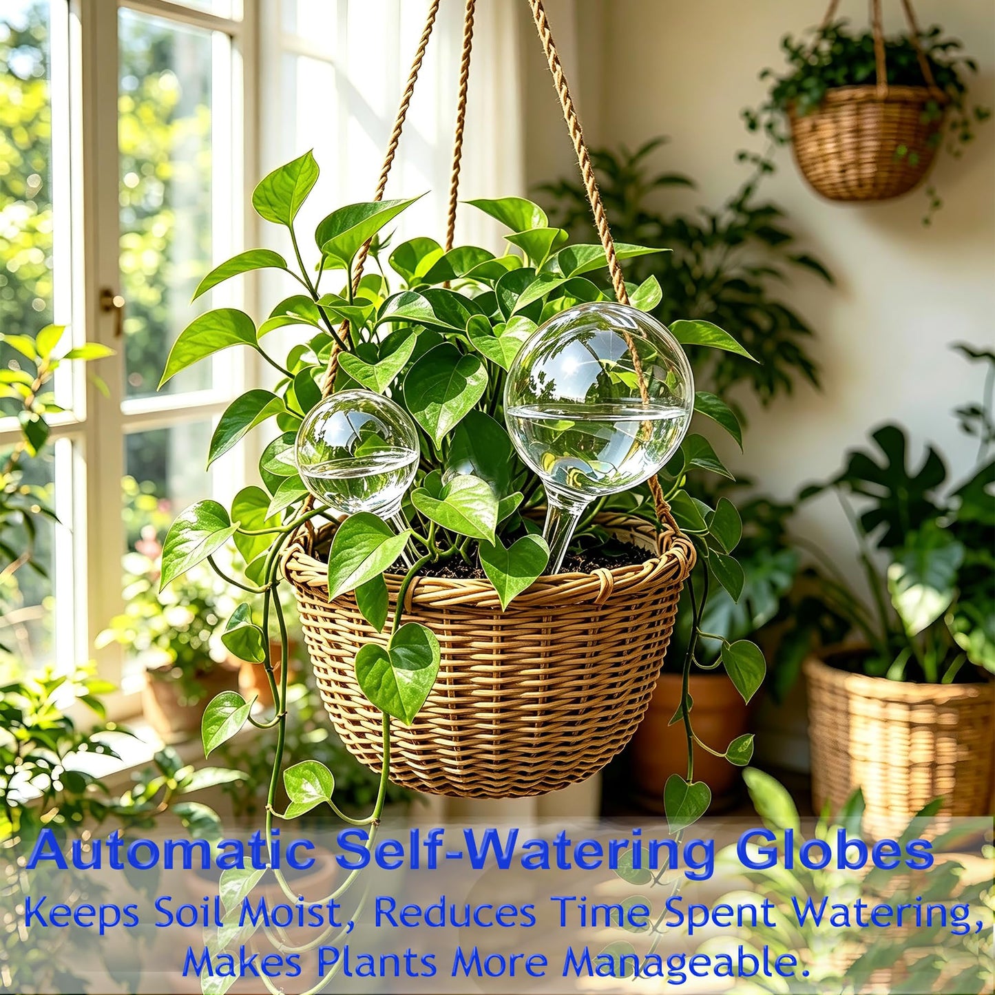 Plant Automatic Watering Devices, Clear Plastic Self-Watering Bulbs Flower Automatic Watering Device While Away Garden Waterer for Plant Indoor Outdoor