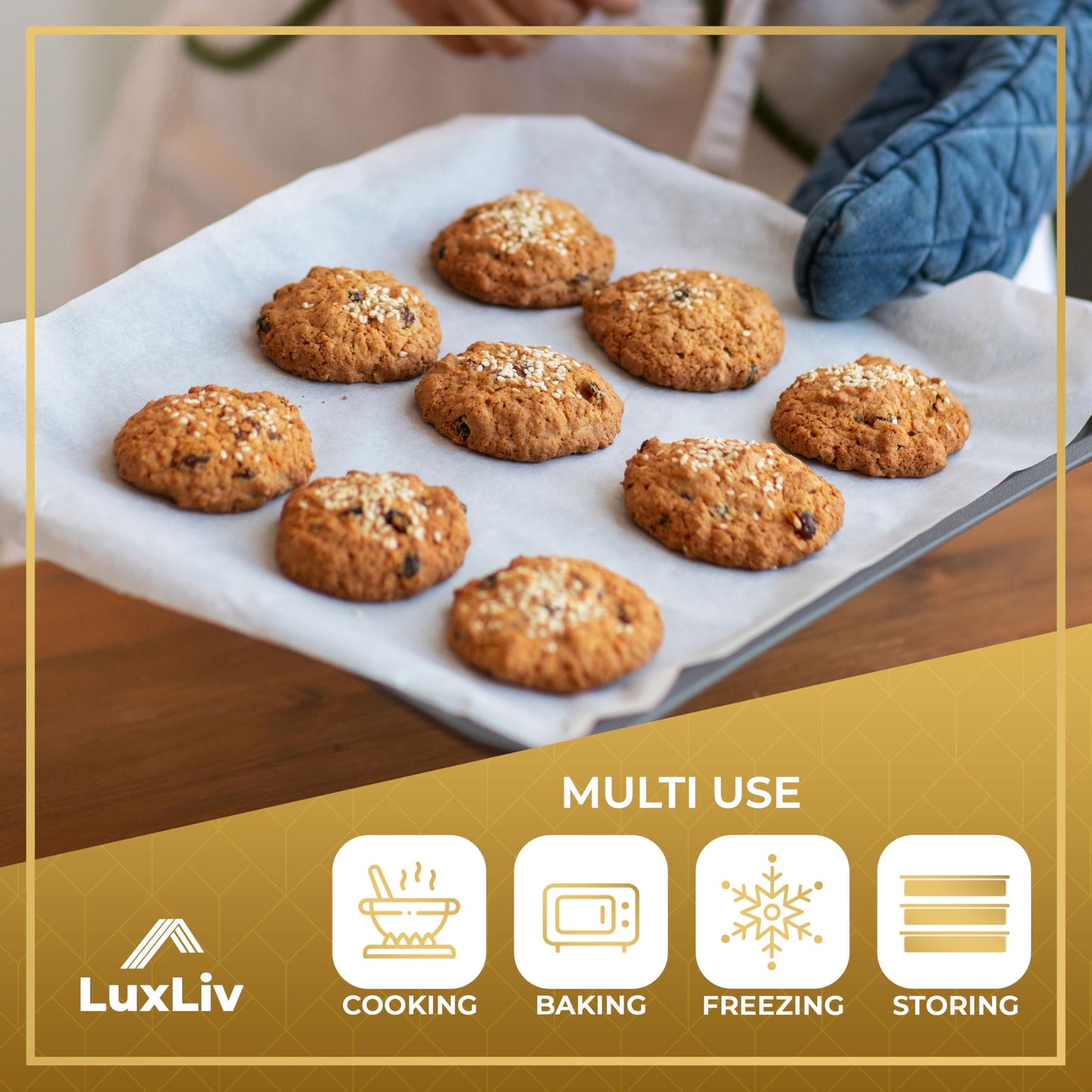 LuxLiv® 12 in x 164 ft White Parchment Paper Roll for Baking – Non-Stick Greaseproof Baking Paper, Cooking & Air Fryer Paper, Sourdough Bread Baking Supplies, Extra-Thick & Easy-Tear Roll