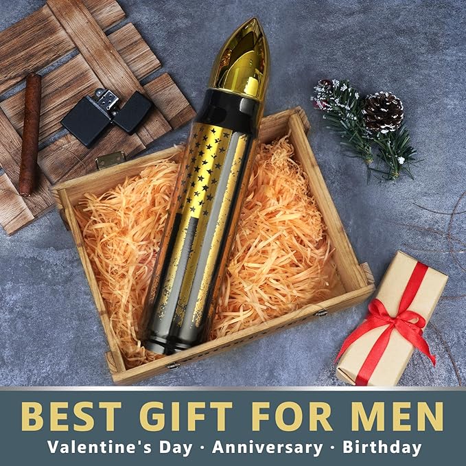 White Elephant Gifts - 34 oz Black Tumbler American Flag Bullet Tumbler - Birthday Gifts Bullet Cup for Dad - Stocking Stuffers for Adults Men Husband Dad - Christmas Xmas Gift 2025