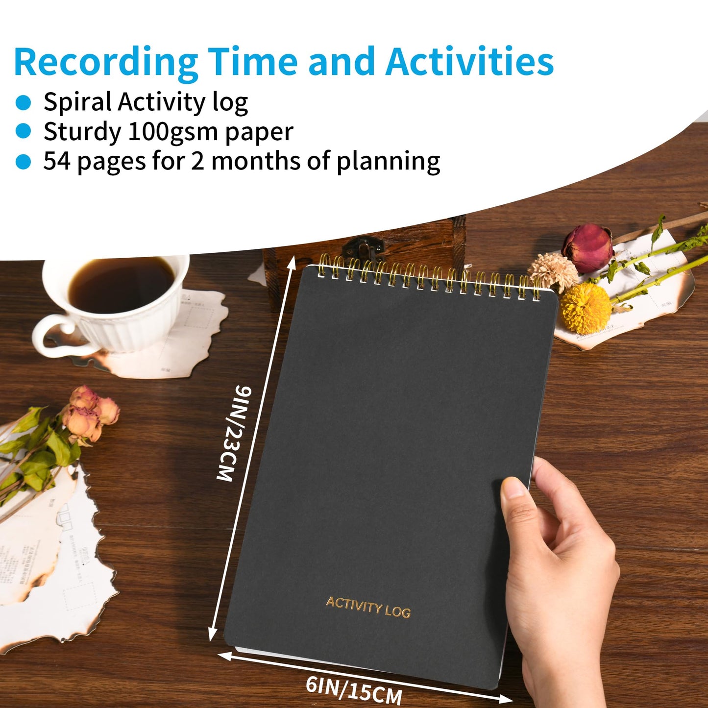 Zhitongda 4 Pack Activity Log Spiral Notebook Time Sheet Daily Log Book Checklist Notepad Undated Daily Planner Call Log Book For Office With Notes Book Keeping Log For Business(6 * 9in 54 Sheets)
