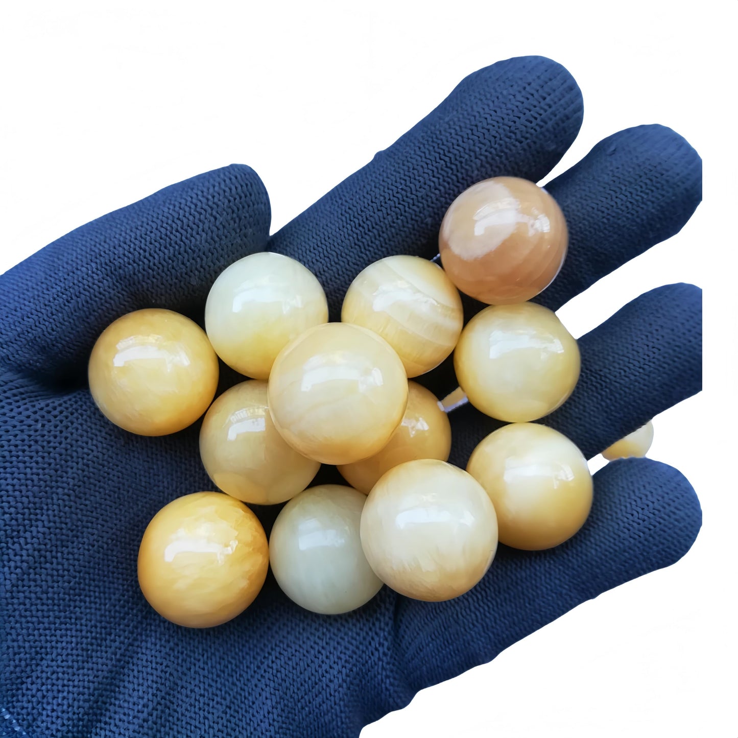 Sunshcat Natural Yellow Jade 0.78 Inchs Crystals and Healing Stone Ball Set,Home Desktop Feng Shui Array Decoration(7 Pieces) ﻿
