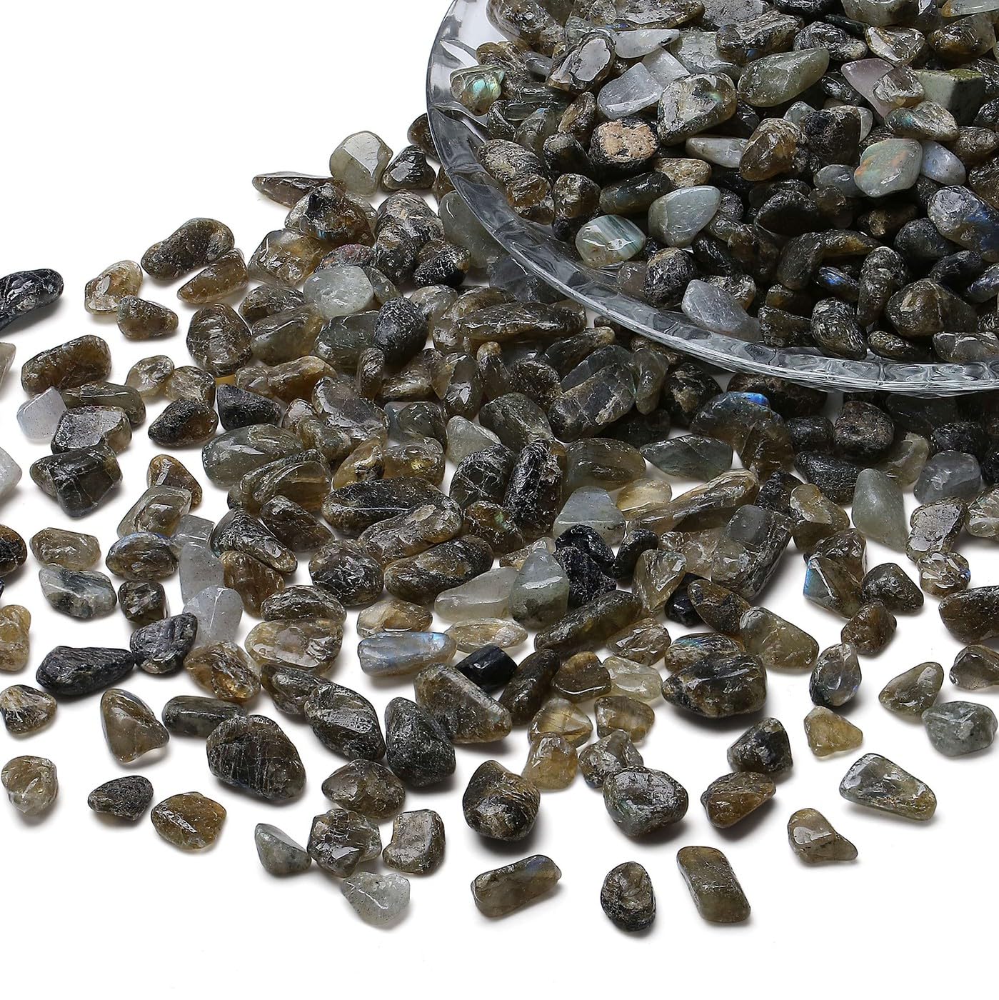 LAIDANLA Labradorite Crushed Stone Crystal Chips Bulk Natural Gemstones Healing Reiki Crystals Mini Quartz Vase Filler Aquarium Gravel 100g