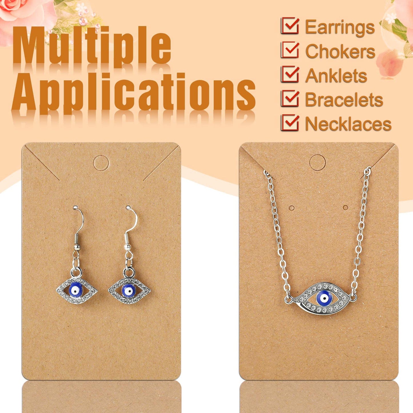 Fumete Earring Holder Cards, 1000 Pcs with Bags, Kraft Color, 2.4 x 3.5 Inch, Earring Display for Jewelry Storage