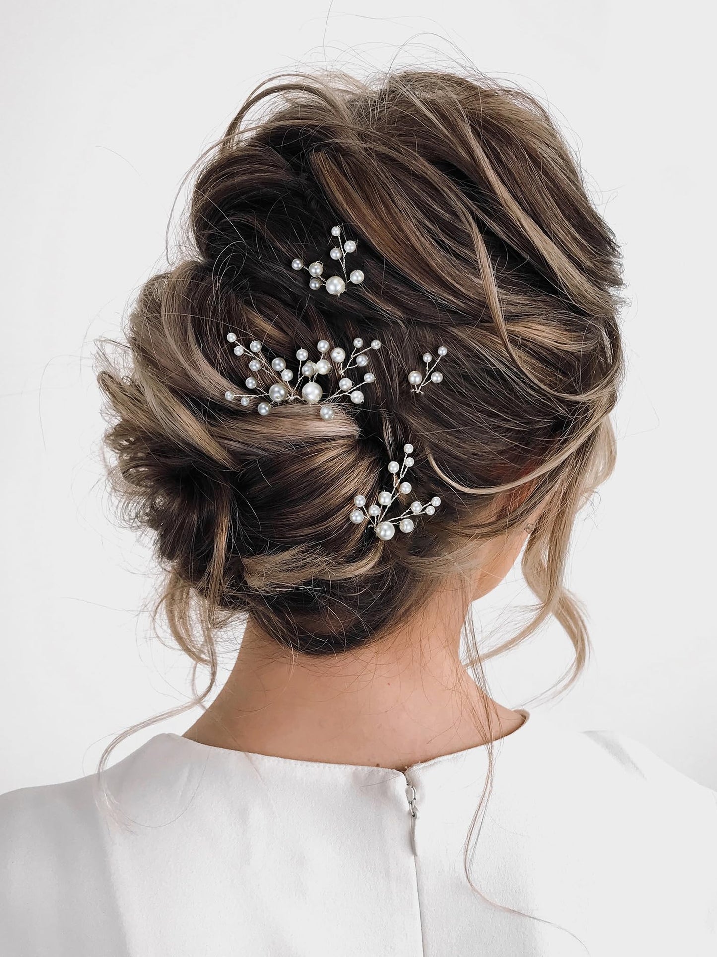 SWEETV 7 Pieces Bride Hair Accessories Pearl Wedding Hair Pins Leaf Bridal Hair Piece Vintage Hair Headpiece Leaf Hair Clips Jewelry for Women Bridesmaids Brides Flower Girls