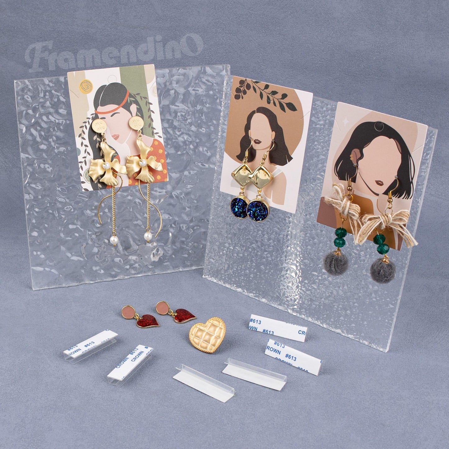 Framendino, 450 Pack Earring Card Adapter Plastic Lip Self Adhesive Hanger for Necklace Display
