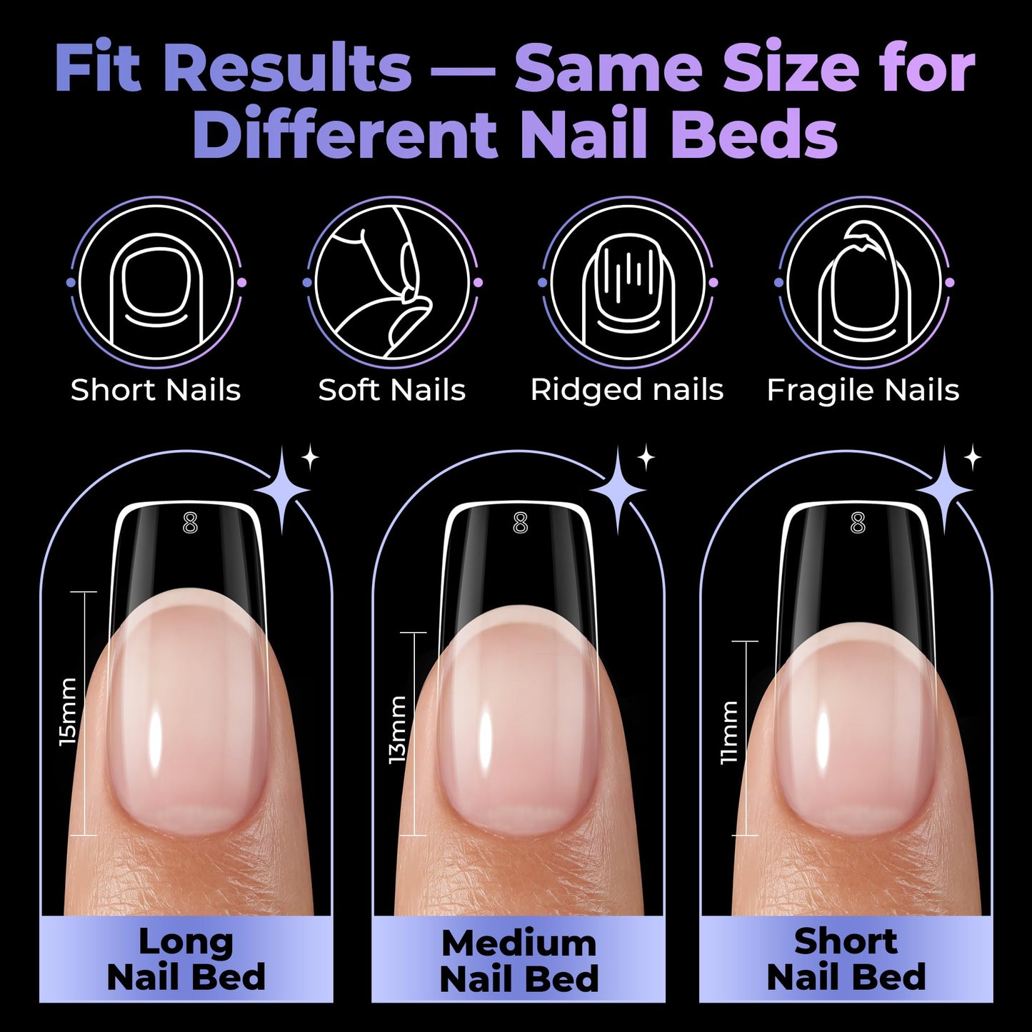 UNA GELLA Medium Square Nail Tips: 450PCS Medium Fake Acrylic Gel Nail Tips 15 Sizes Soft Pre-shape Press On Nails Square French For Full Cover Nails Extension Home DIY Salon