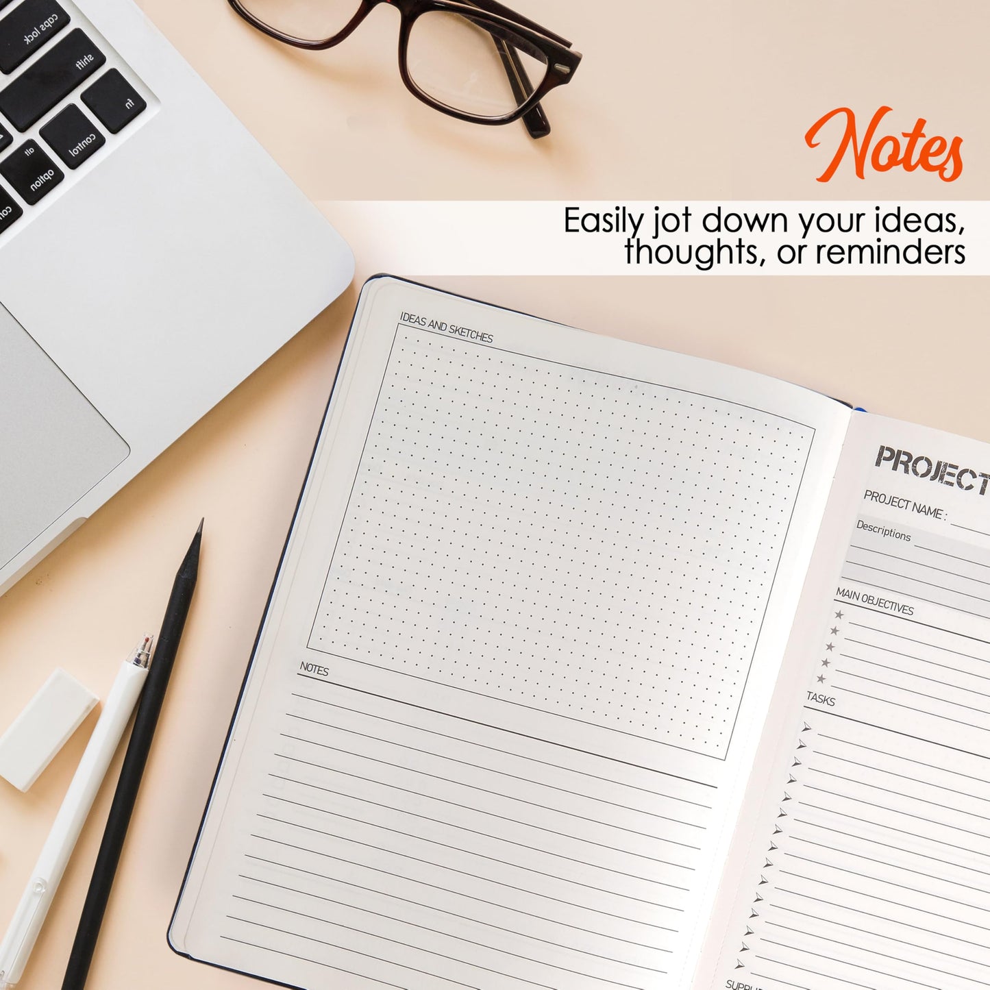 Project Planner: Management Notebooks Organizer & Work Log Book Tracker With Checklist Brainstorming for Entrepreneurs, Managers & Small Business Owners