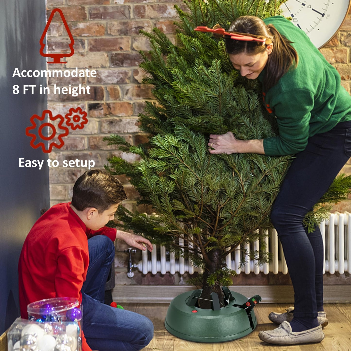 Blissun Christmas Tree Stand with Water Reservoir, Fast Clamp, Foot Pedal, Water Level Indicator, Fits up to 8FT Real Trees