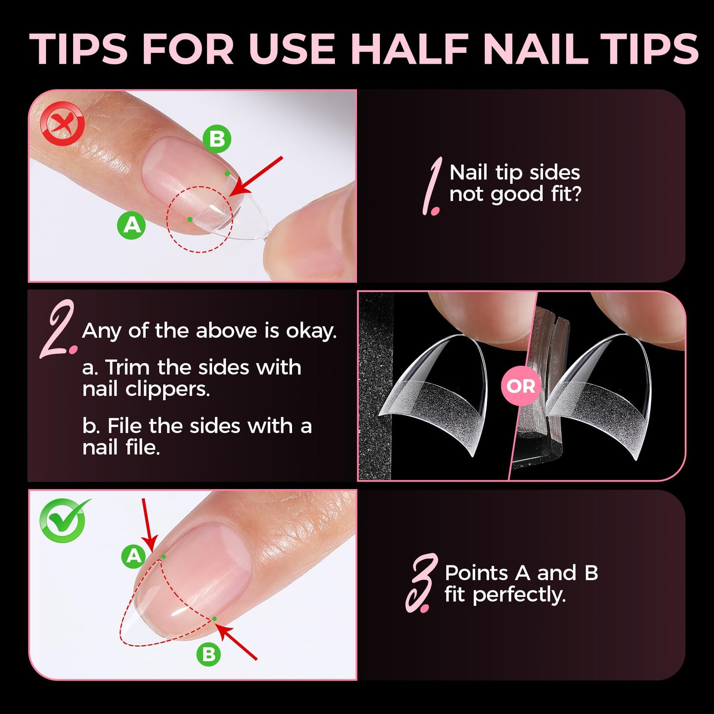 UNA GELLA Almond Gel Nail Tips Short: Half Cover Almond Shape Nail Tips Matte 216pcs Clear Gelly Tips for Saving Nail Extension DIY Nail Art, Self-handle 12Sizes