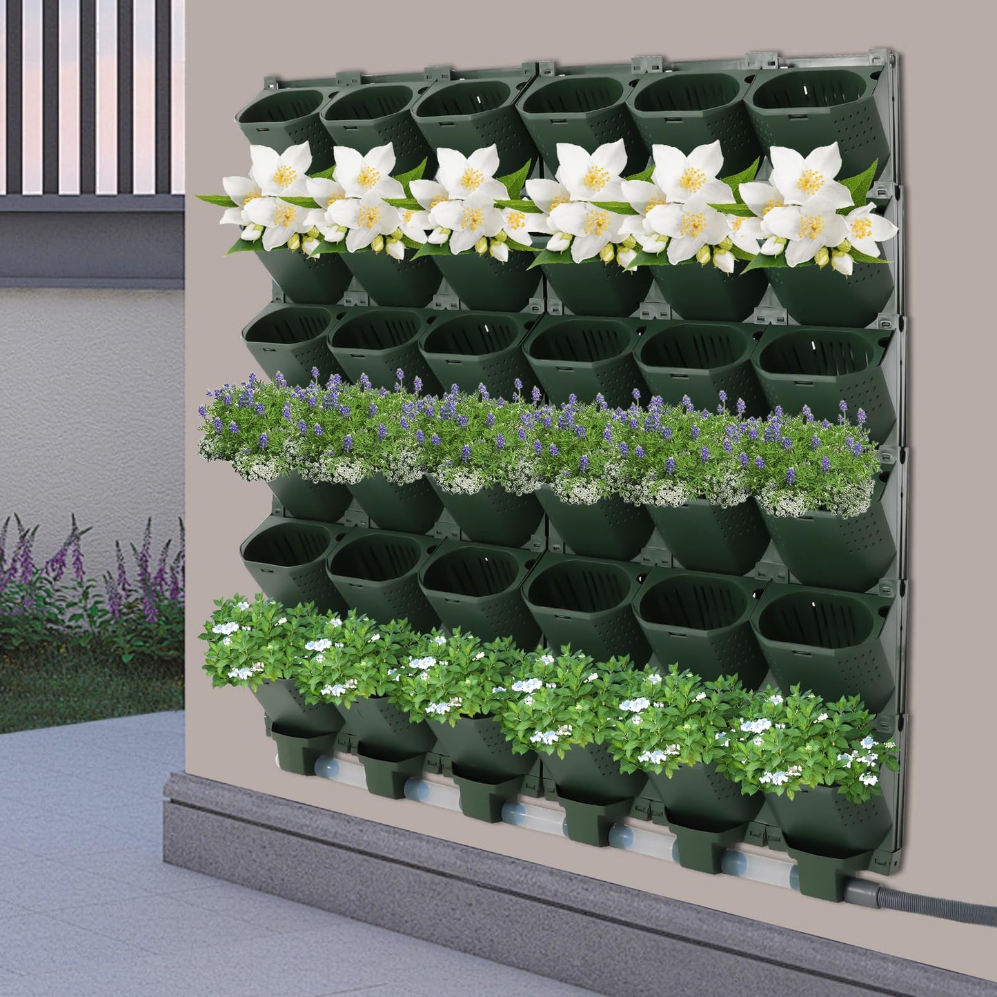 Mlonausz 6 Row 36 Planter Wall Mounted Garden Planter Vertical Garden Self-Watering