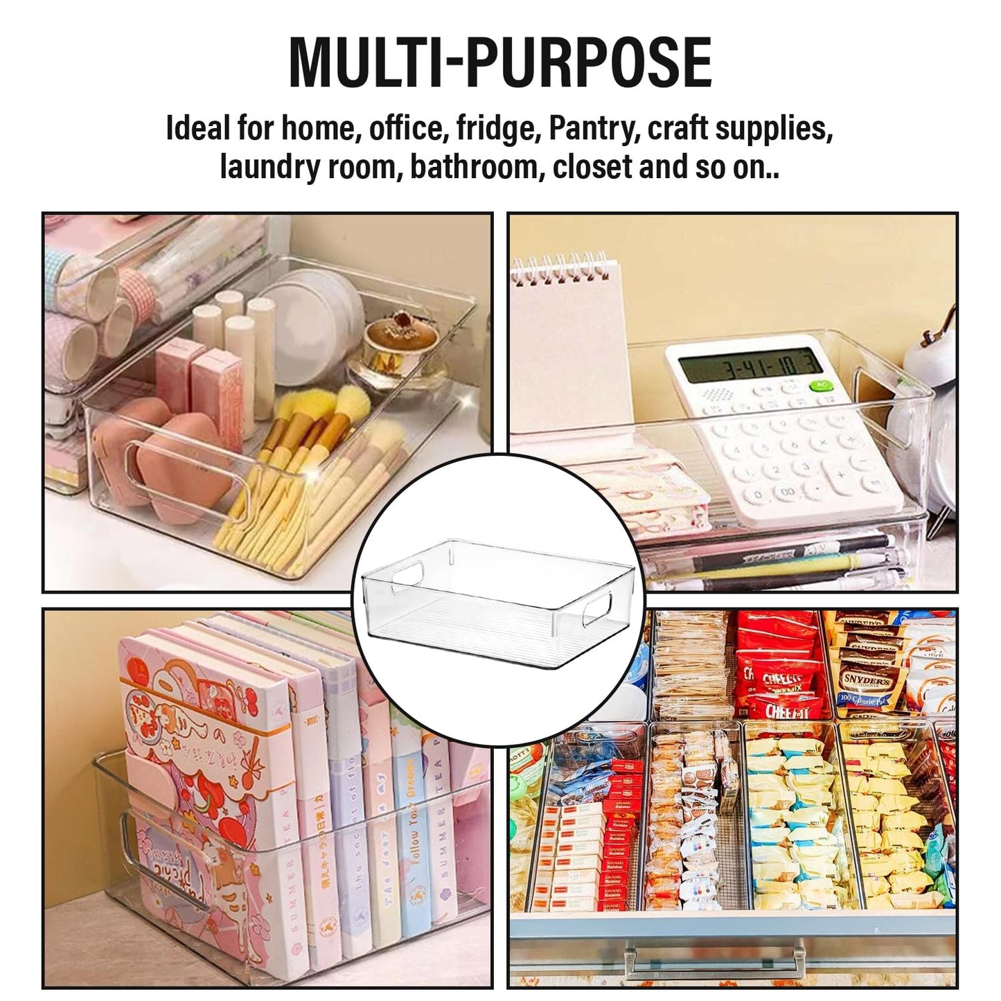 Clear Plastic Storage Bins, Pantry Organizers and Storage, Kitchen Organization and Storage Containers Bins for Organizing, Fridge, Freezer, Bathroom, Pantries, Medicine Cabinet Organizer Bin