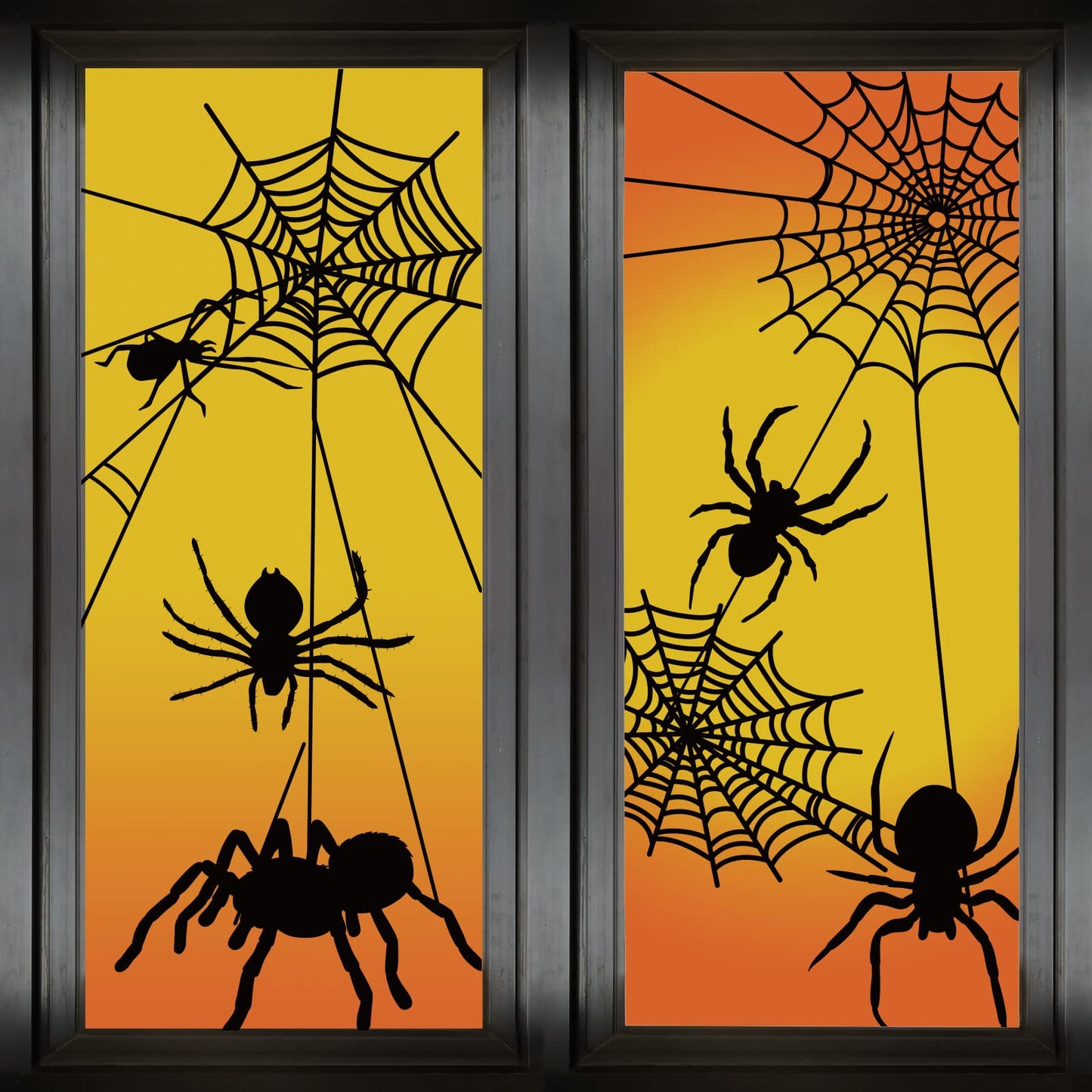 Spooky Monster Window Decorations - Scary Silhouette PVC Mirror Glass Window Stickers (4 Sheets) for Halloween Party Supplies