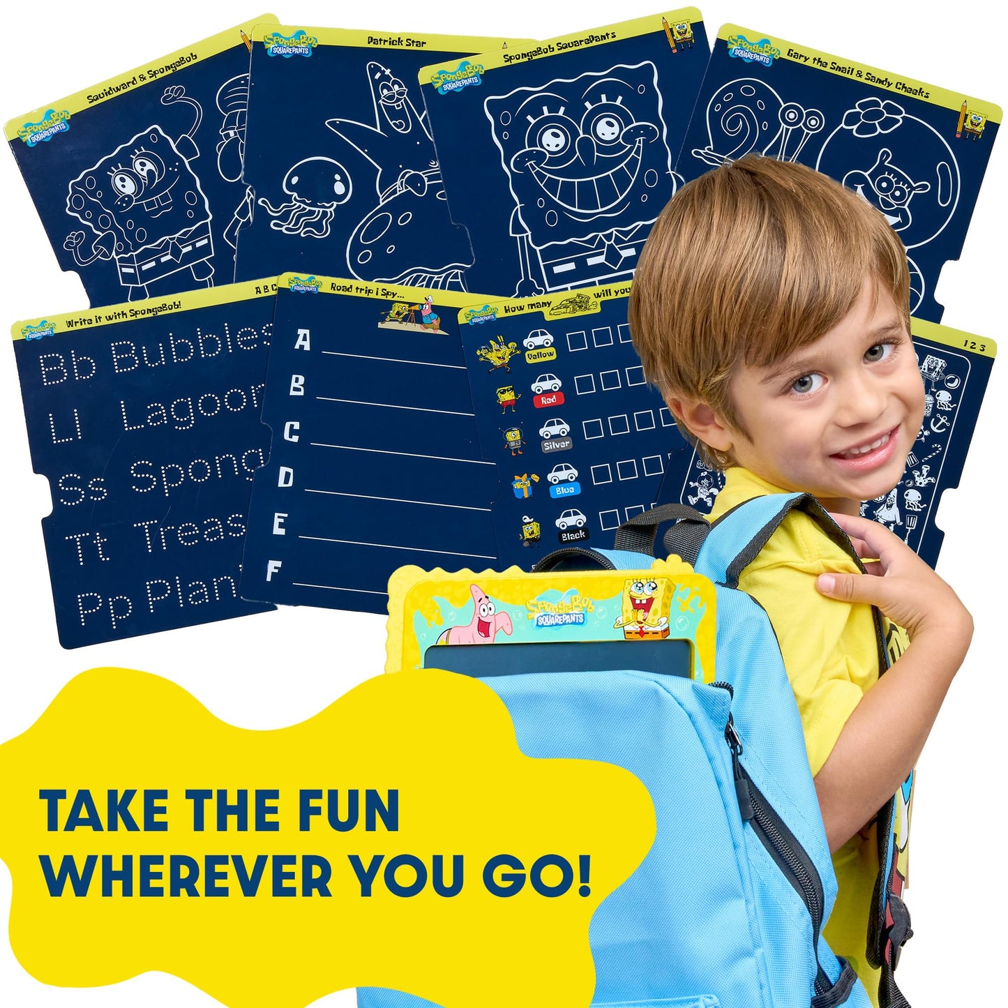 Spongebob Squarepants LCD Doodle Writing Tablet Toy - Travel Essential for Kids - Birthday Gift for Boys & Girls - STEM Drawing & Educational Learning Activity Games (Bubble Turquoise)