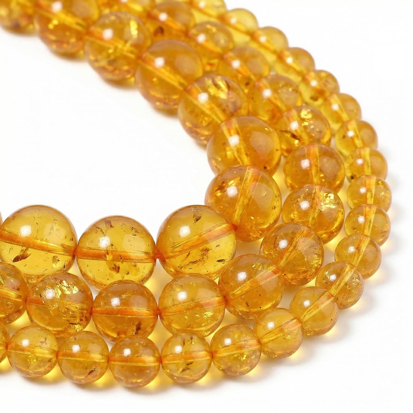 Yochus 60pcs Yellow Citrine Beads，6mm Healing Power Natural Stone Round Loose Beads for Jewelry Making Earring Necklace DIY Crafts