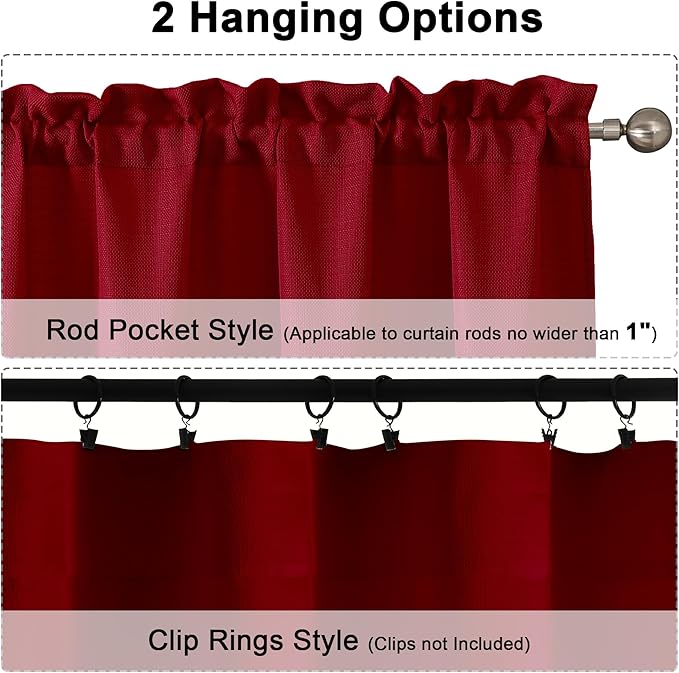 Chyhomenyc Red Curtains 78 Inch Length 2 Panels Set, Faux Linen Textured Light Filtering Soft Airy Farmhouse Curtain Drapes for Living Room Bedroom, 40Wx78L