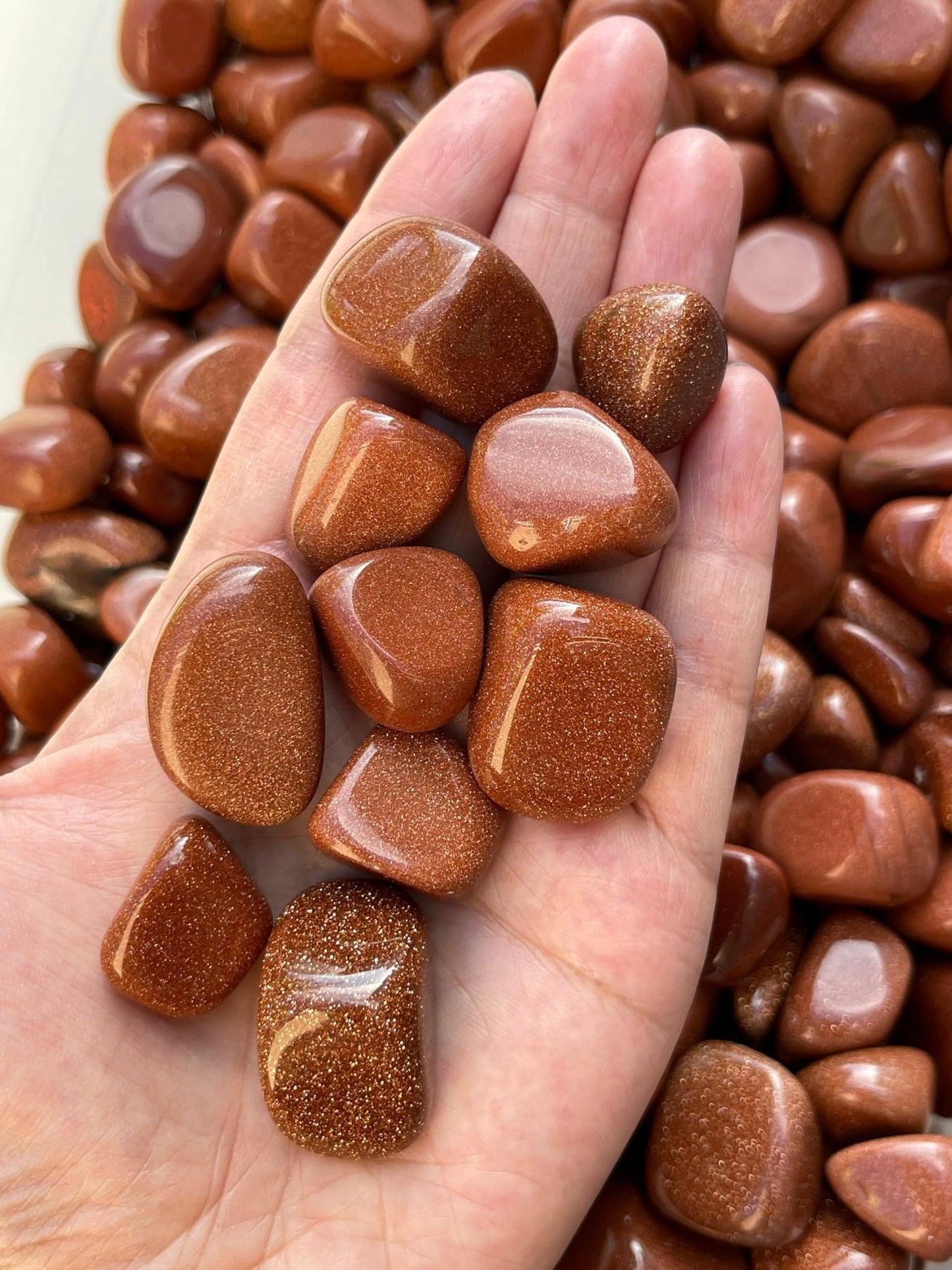 GAF TREASURES 5 Pcs Red Goldstone Tumbled Stones, Polished Red Goldstone Gemstone, Red Goldstone Healing Crystals (Red Goldstone)