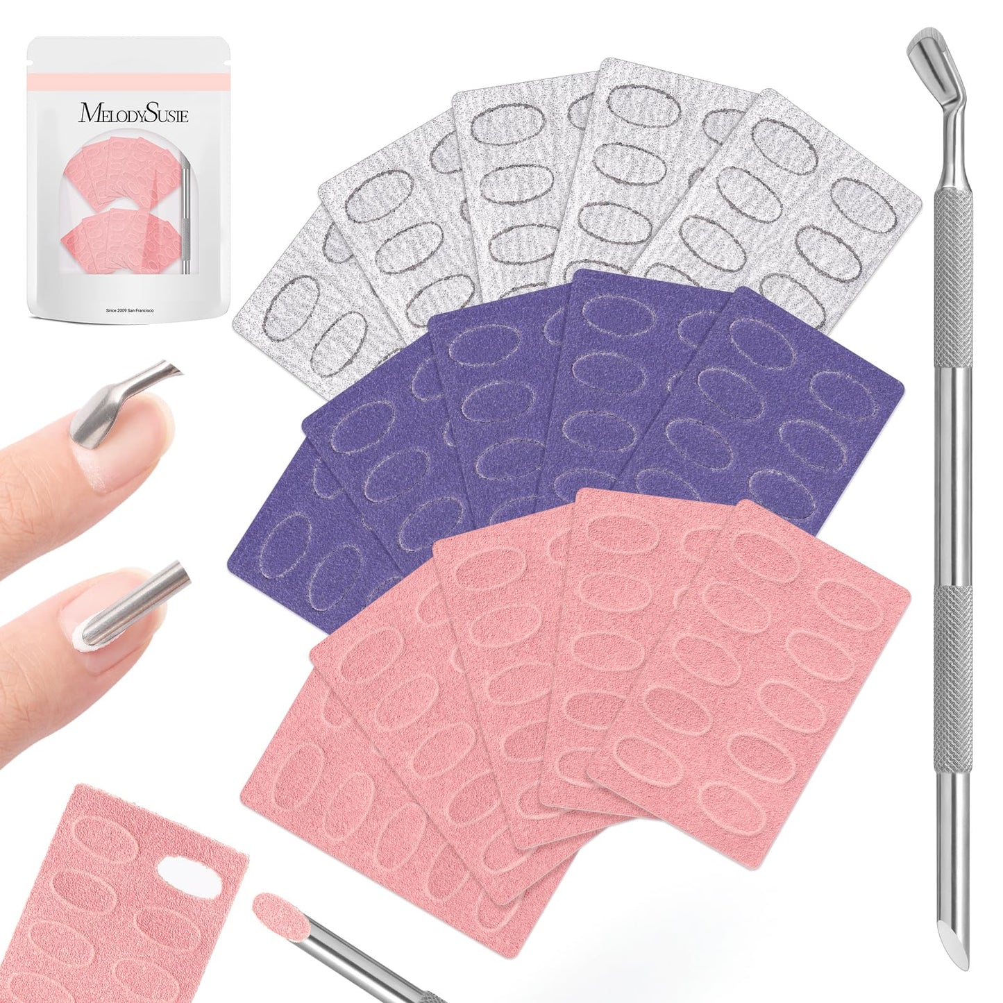 MelodySusie GelCarousel for Nail Polish Bottle Holder and 3D Mixed Nail Charms and Gems and Sandpaper Sheets and 7Pcs Nail File Kit