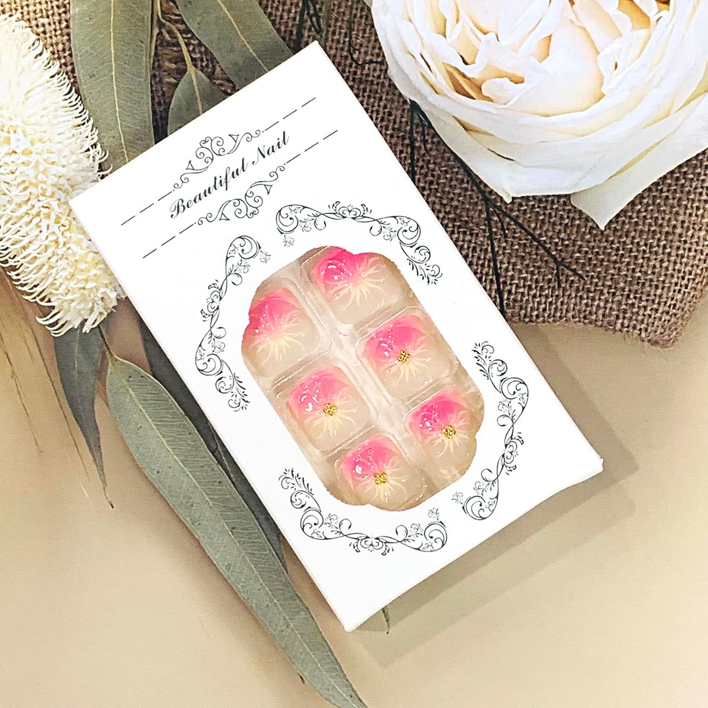 FIEONCIY Press on Toenails with Designs Acrylic Fake Nails for Toe Artificial False Nails with Charms Glue on Toe Nails for Spring Summer Stick on Toenails for Women Girls(JP3818)