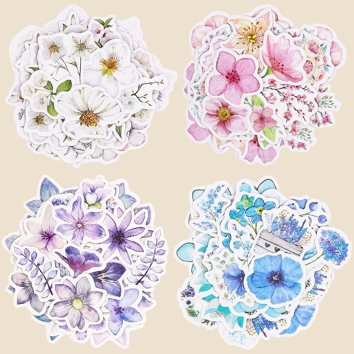 Knaid Flower Stickers Set (360 Pieces) Decorative Assorted Floral Sticker for Scrapbooking Planner Bullet Journals Supplies