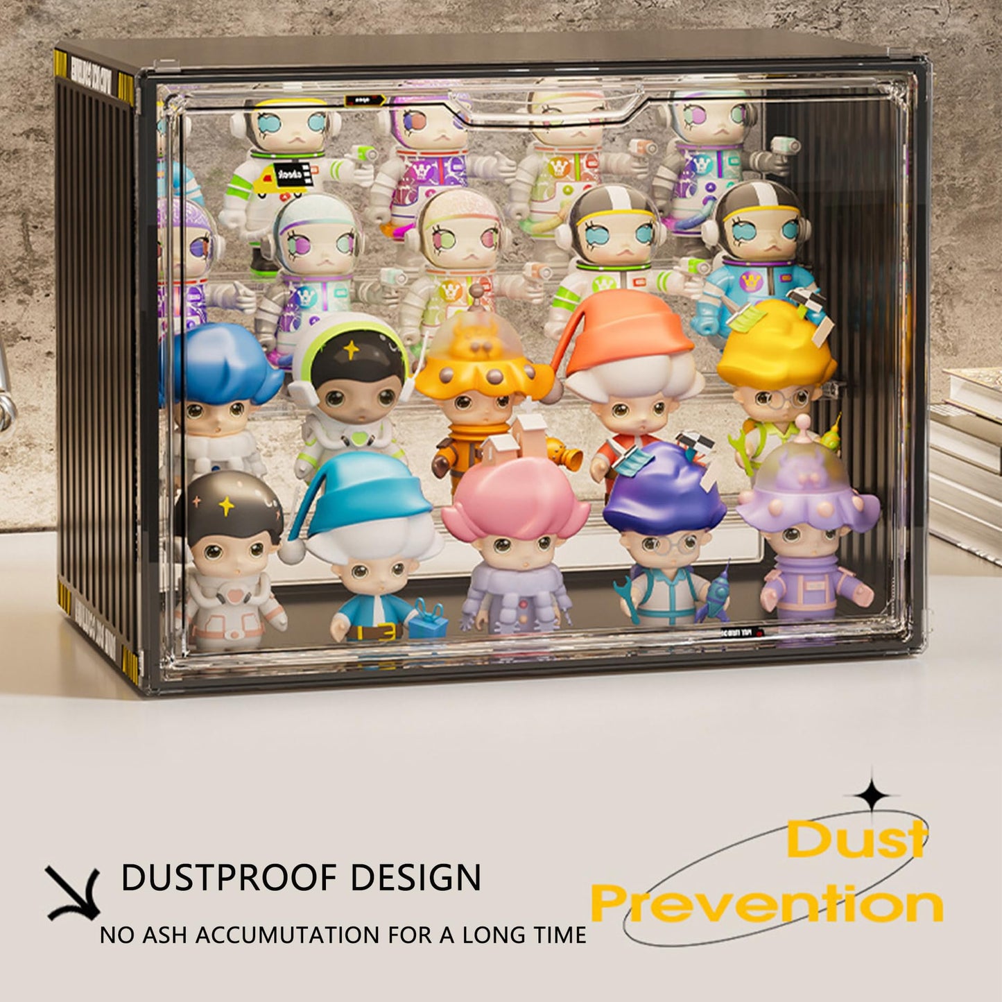 4-Tier Acrylic Display Case for Pop Mart & Blind Box Toys with Double Magnetic Door with Stackable，Dustproof Acrylic and Space-Saving Display Case ,Tool-Free Assembly (White, XL-2Pack-4Tier)