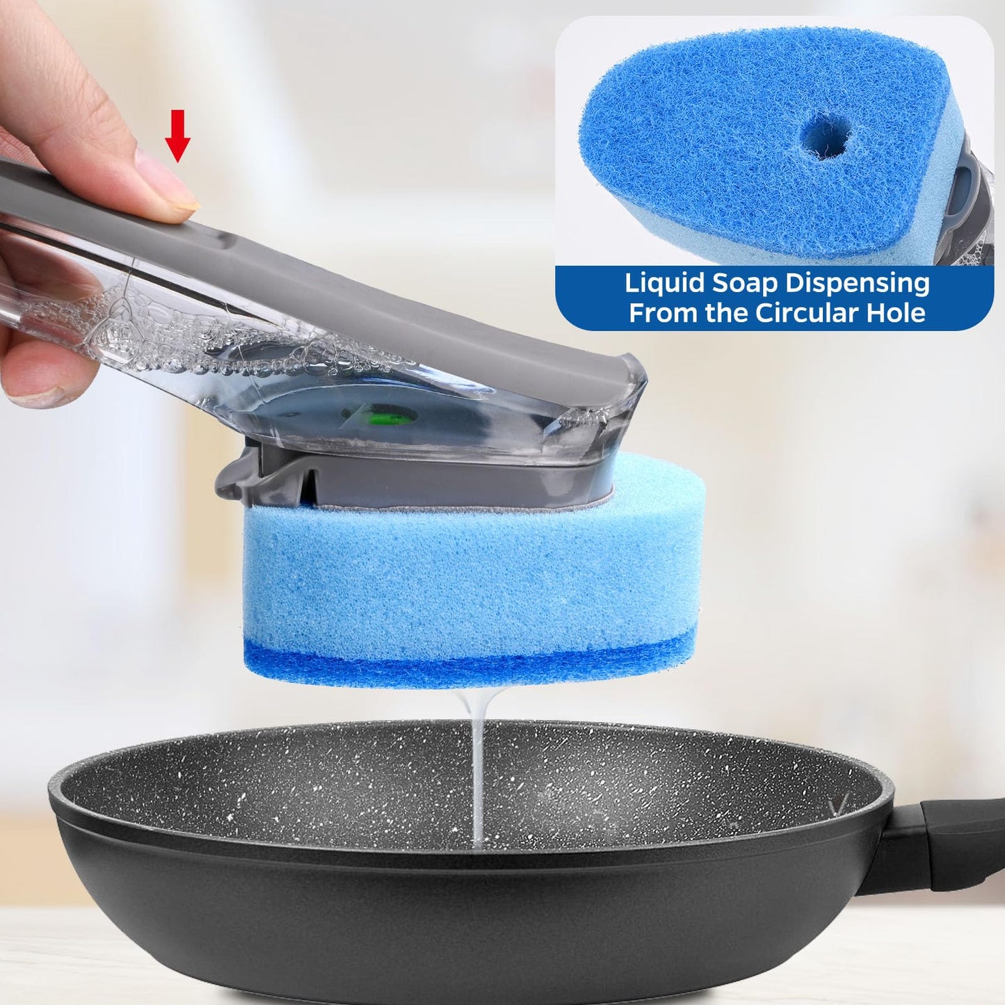 Sponge Dishwand Brush Refills for Scotch-Brite Dishwand - 10 Pack Dish Soap Non-Scratch Brush Refills for Nonstick Pots and Pans, Glass & Tubs（Blue）
