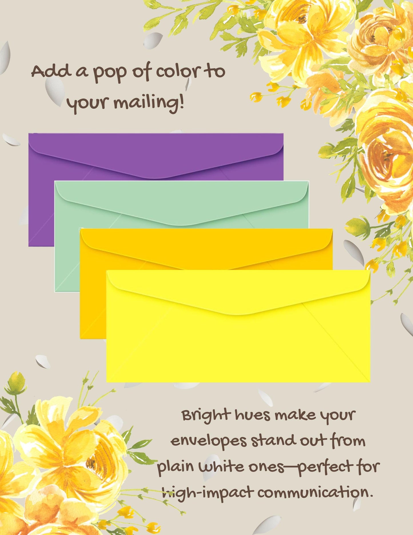 Envelopes No. 10 (4 1/8” x 9 1/2") Gummed Sealing, Standard Mailing Envelopes 100 Pcs. Per Pack.