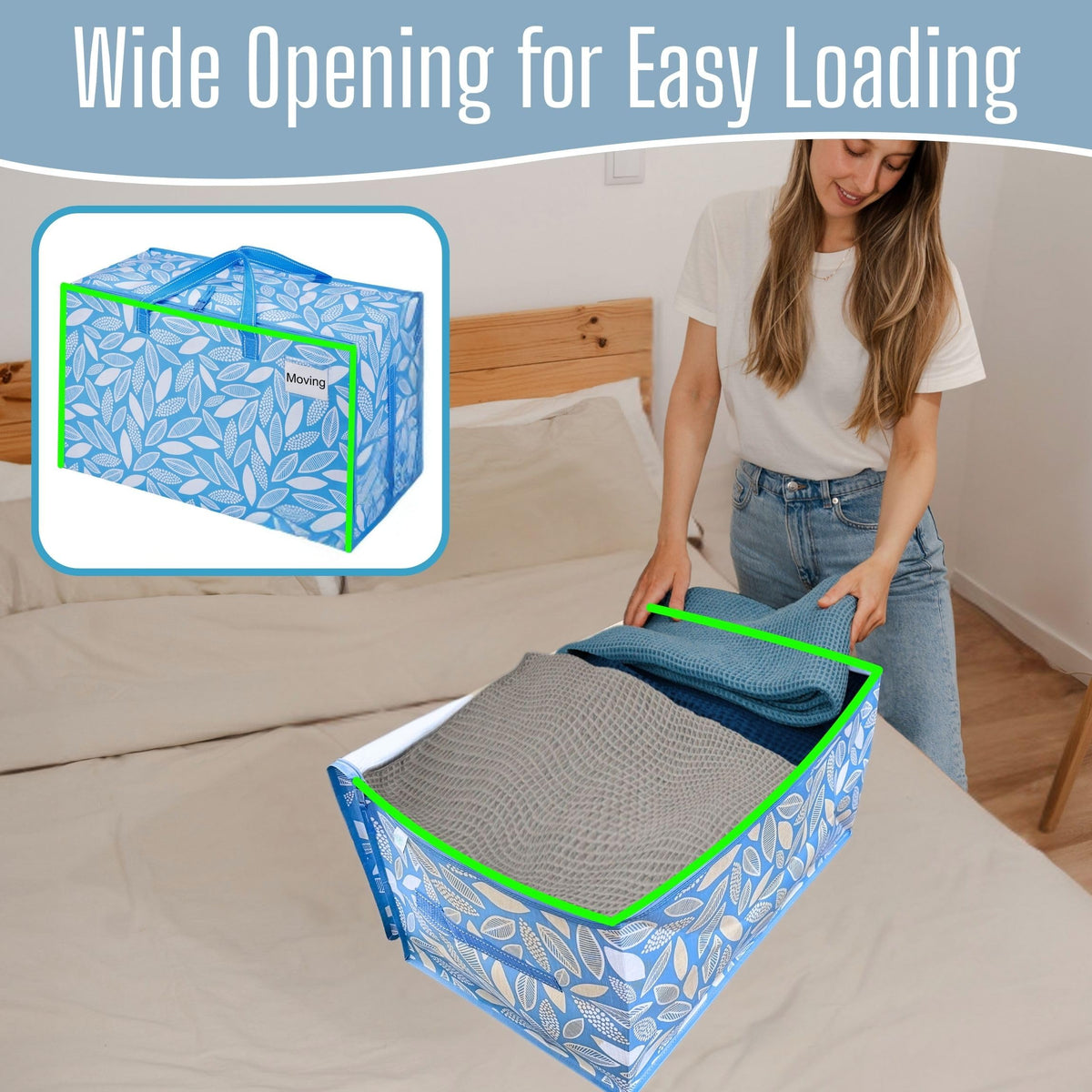 10 Pack Extra Large Heavy Duty Moving Bags with Wide Opening & Reinforced Handles (10 Count)