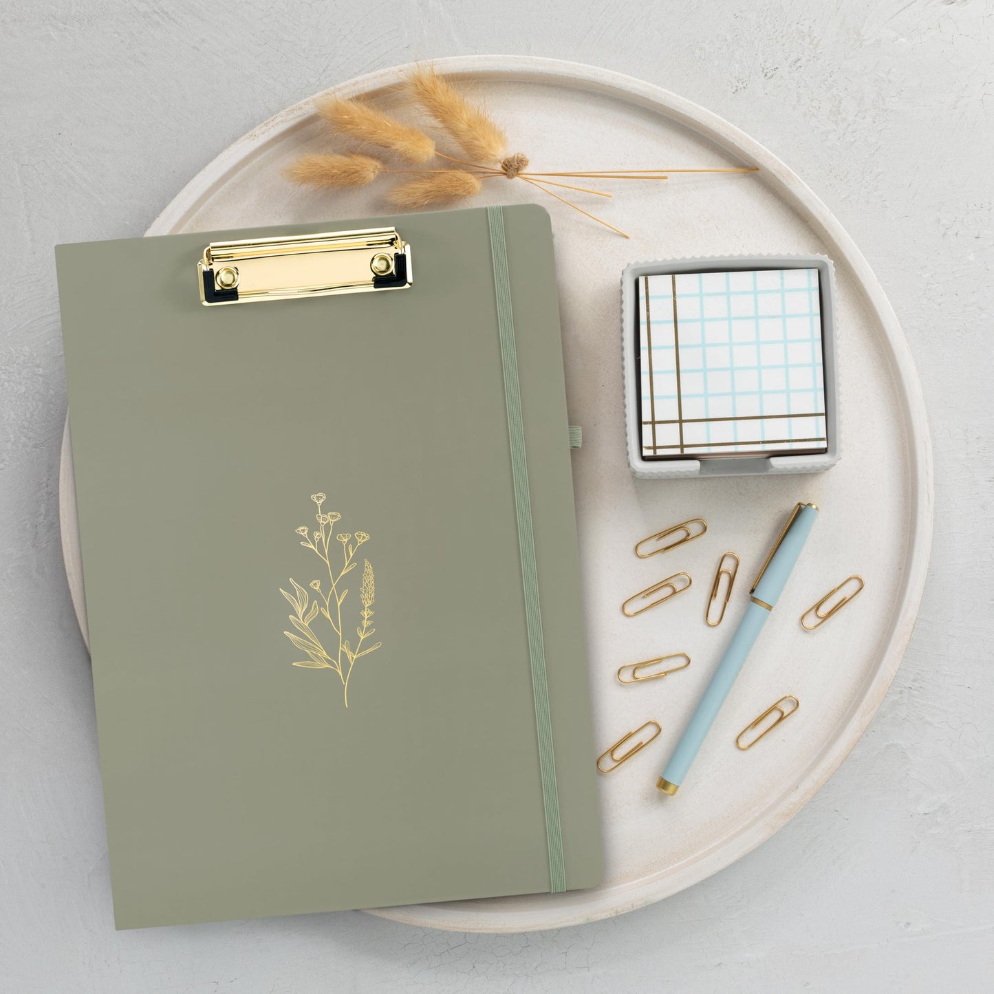 Aesthetic Clipboard Folio with Refillable Lined Notepad & Interior Pocket – Cute Padfolio/Legal Pad Holder for Women – Easily Organize Notes at Work, School, or Home
