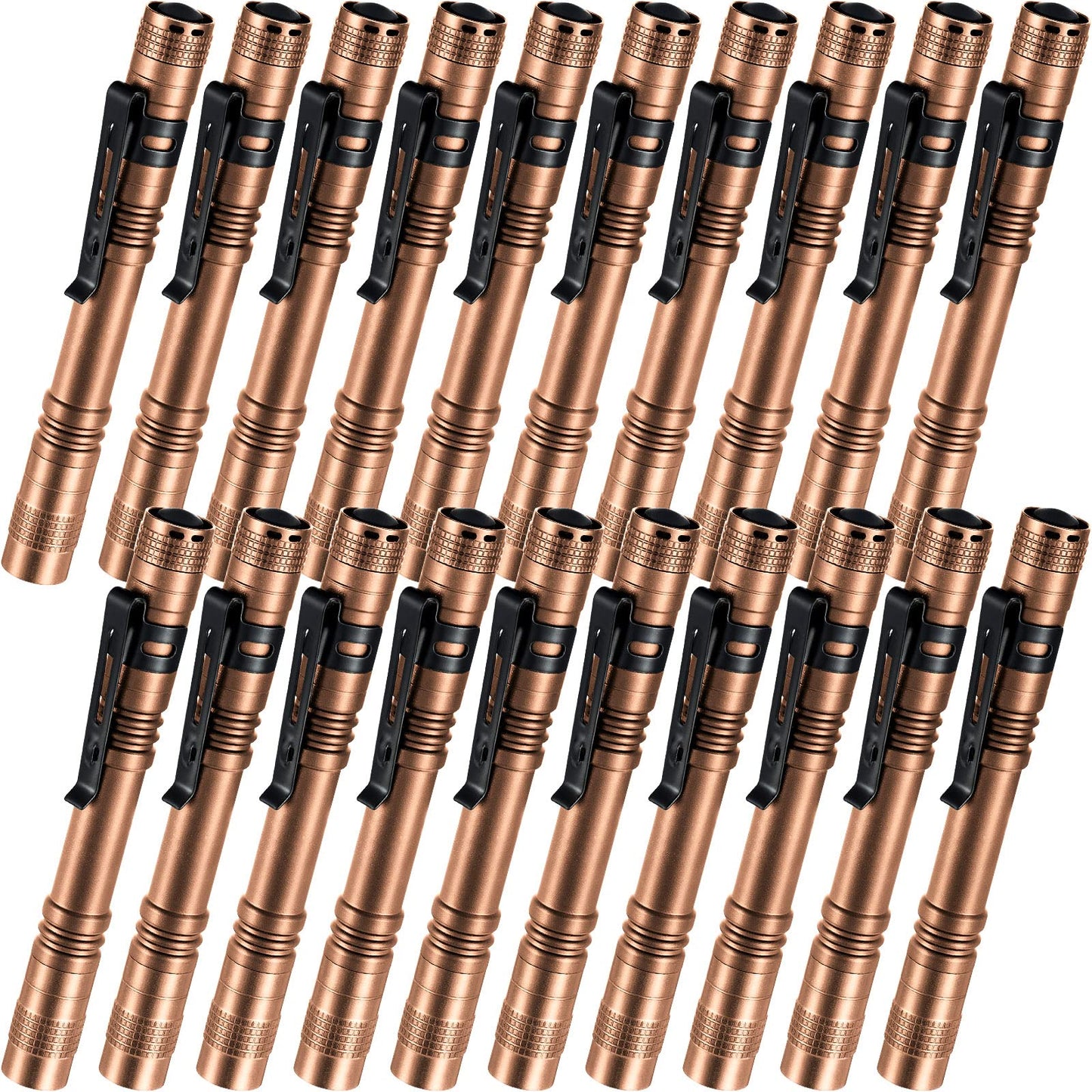 Hortsun 20 Pcs Mini Pen Light Flashlights Father Day Gifts for Men Pocket Flashlights Pen with Clip Small LED Handheld Slim Torches Without Battery(5.12 Inch,Brown)