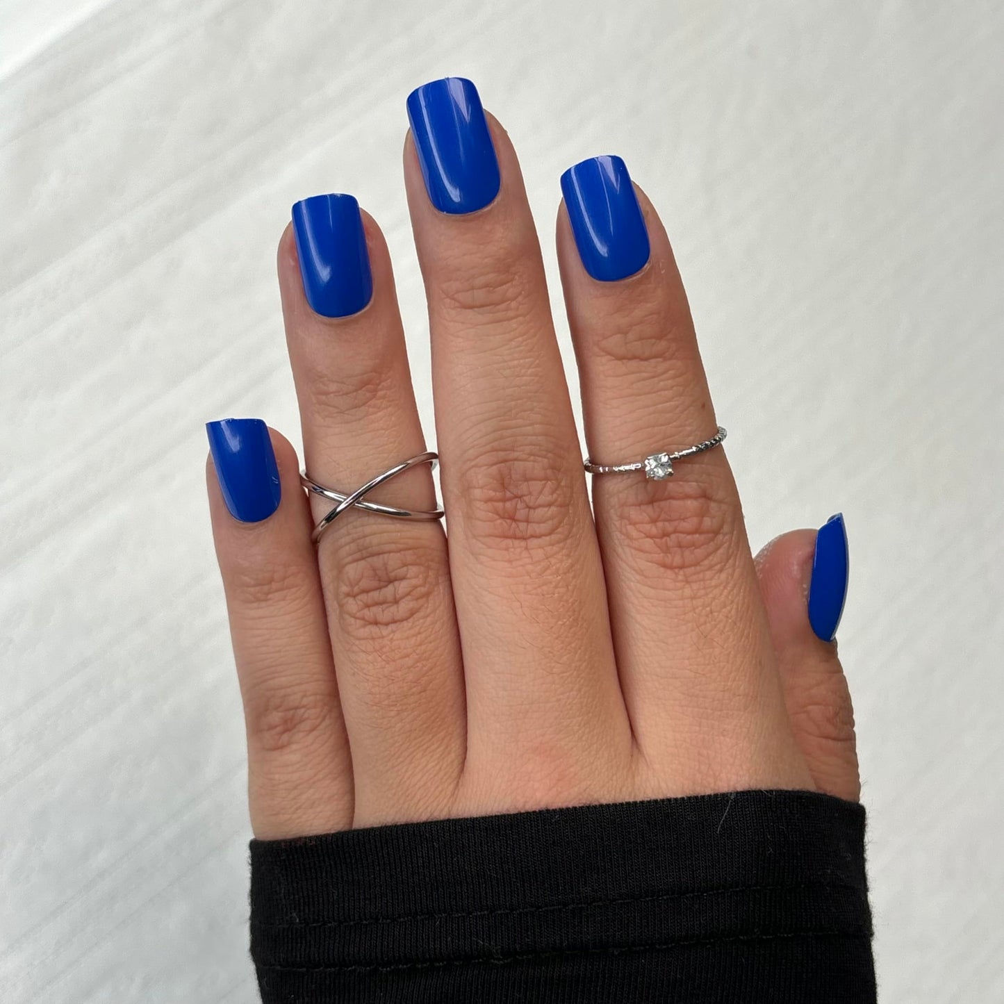 BLUE FLAIR Press-On Nails by Lavaa Beauty | Vibrant Blue Medium Square Nails