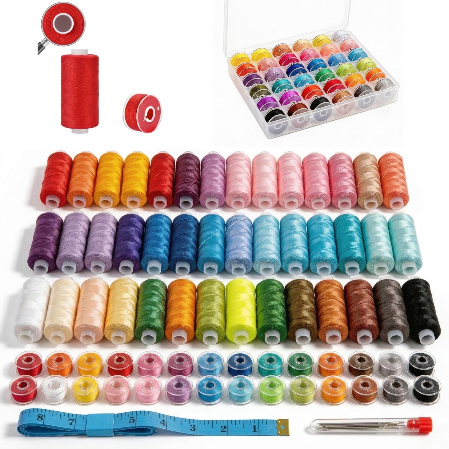 VIZOSHI Sewing Thread Kit with Prewound Bobbins, 90PCS 36 Colors Polyester Thread Set, 400 Yards per Spool, for Sewing Machine & Hand Sewing, Quilting, Embroidery, Repairs, DIY Crafts