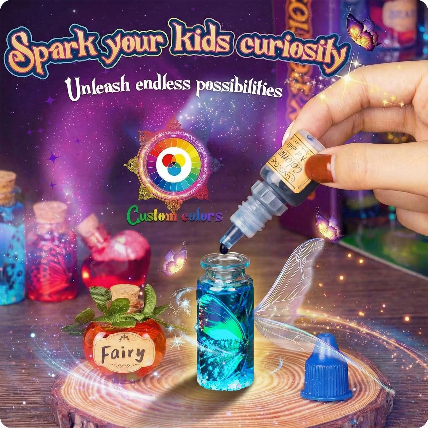 Alritz Fairy Potions Kit for Kids - Magic Potion Making Kit 20 Bottles, Glitter Crystals, Birthday Gifts for Girls 6 7 8 9 10 11 12 Year Old, Creative Craft Indoor Activity Party
