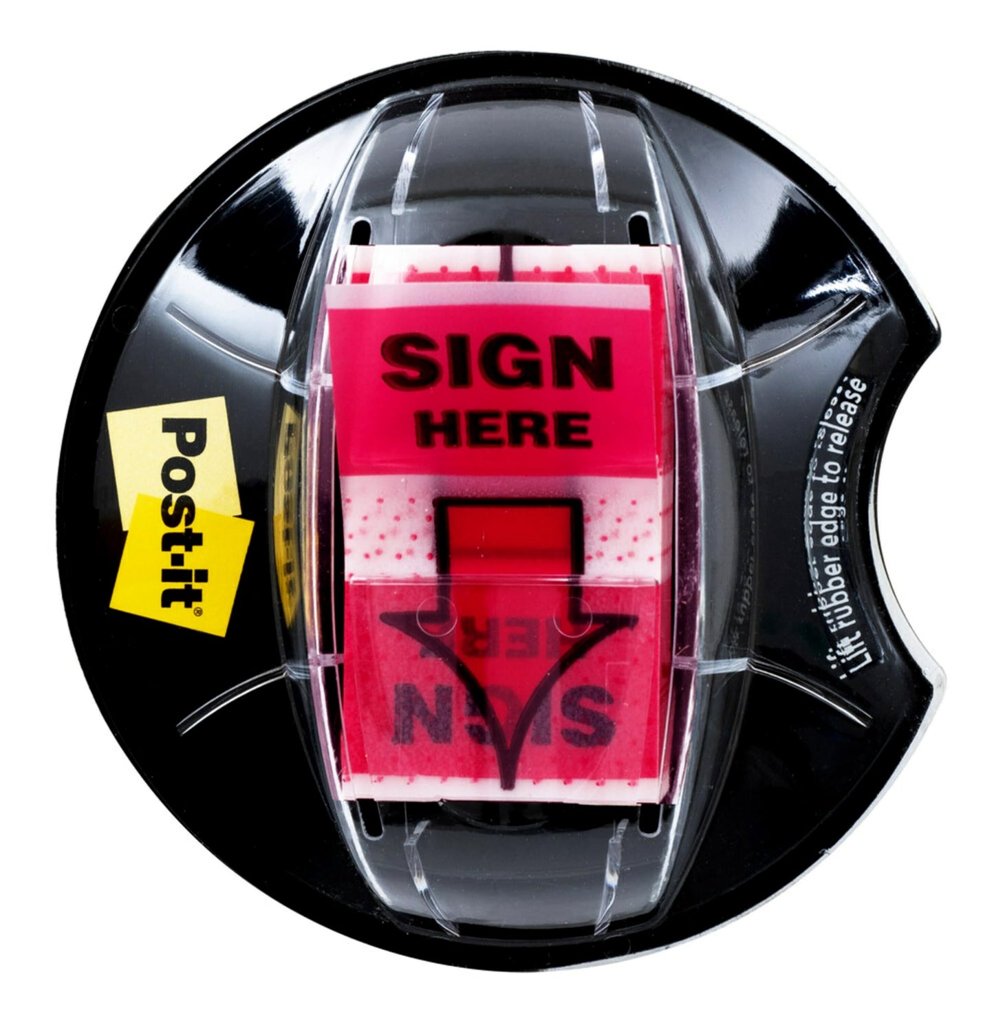 Post-it Message Flags, Sign Here 1 in. x 1.7 in., One Dispenser with 200 -Count Red Sticky Tabs Per Dispenser, Removable Page Markers to Mark Tax, Real Estate, and Legal Documents (200 Flags Total)