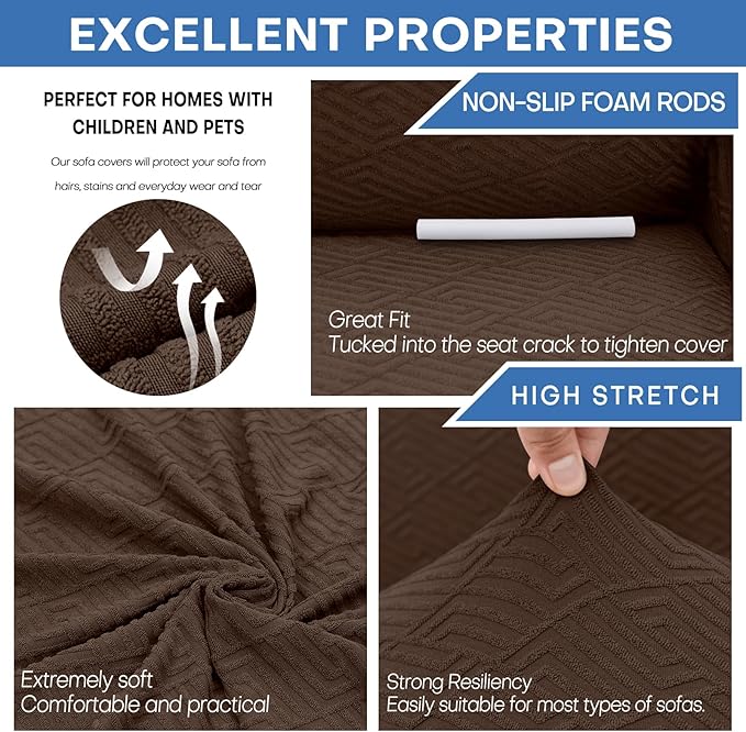 XINEAGE 2026 New Stretch Armchair Covers 1 Piece Chair Slipcovers Chair Protector for Living Room Thick Soft Chair Cover with Elastic Bottom Couch Cover for Pets Kids (31"-46", Coffee)