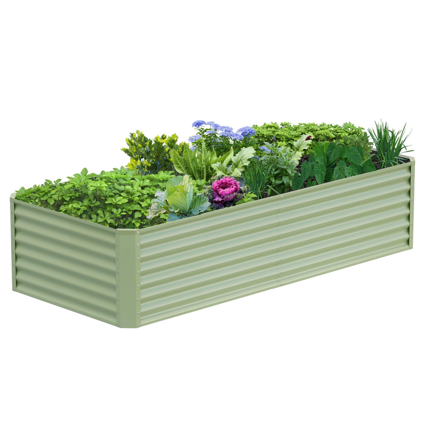 Ayen Guard 8x2x2FT Galvanized Raised Garden Bed,Galvanized Planter Boxes Outdoor, Large Metal Raised Garden Beds for Vegetables-Green