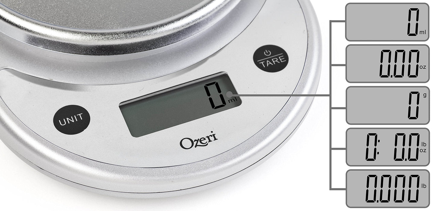 Ozeri® Pronto® Digital Multifunction Kitchen and Food Scale with Variable Graduation Technology®, All Silver