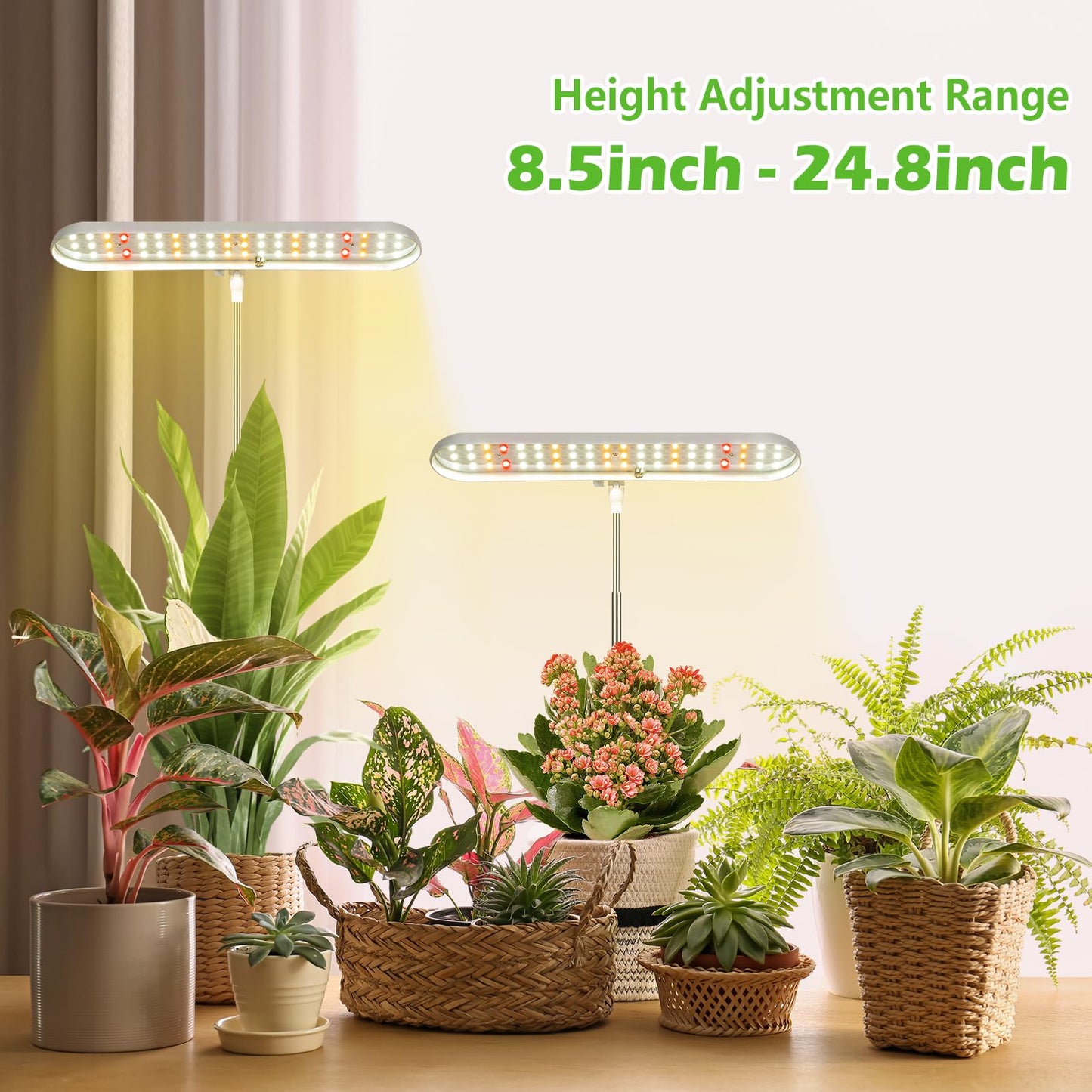 FOXGARDEN Grow Light, Full Spectrum LED Grow Lamp, Plant Lights for Indoor，Auto Timer 4/8/12H, 4 Dimmable, Height Adjustable 8.5"-24", Growing Lights