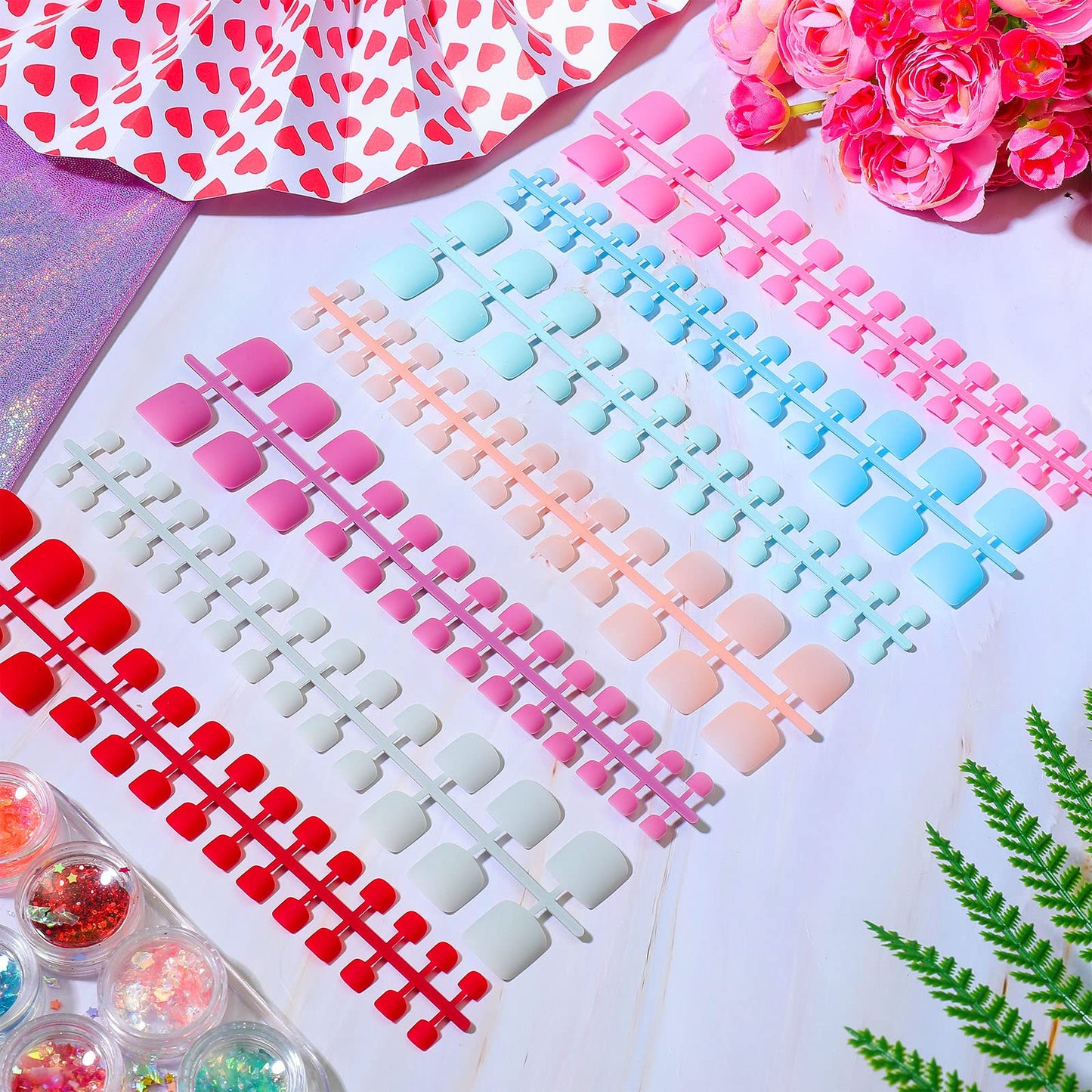 Maitys 336 Pieces 12 Sets Toenail Press on Fake Toe Nails Short Square False Glue on Solid Color Full Cover Press Nails Matte Fake Toenails for Women(Chic Colors)