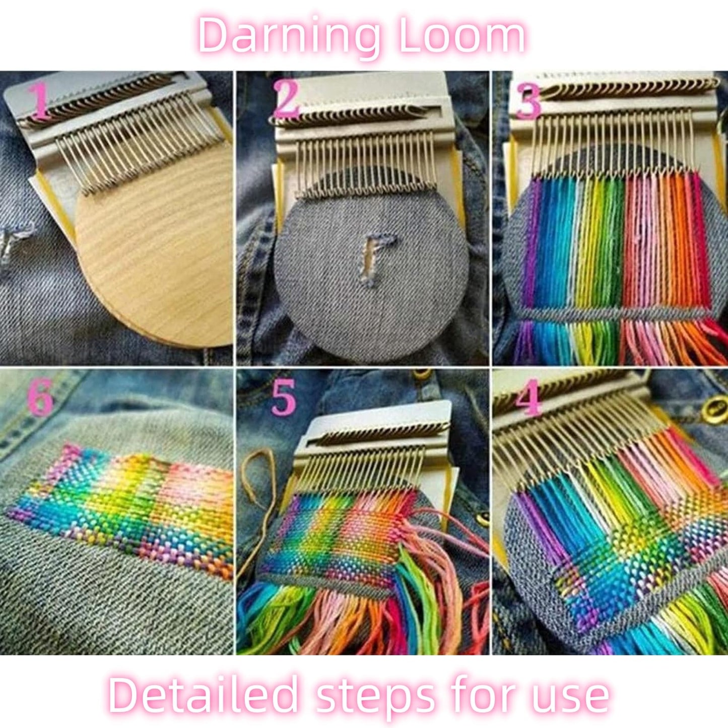 Darning Egg - Mini Darning Loom, Darning Egg Weaving Tool Set with Small Weaving Loom Kit with 14 Pcs Large Eye Needles 50 Colors Darning Thread for Handcraft DIY Weaving Repair Tool