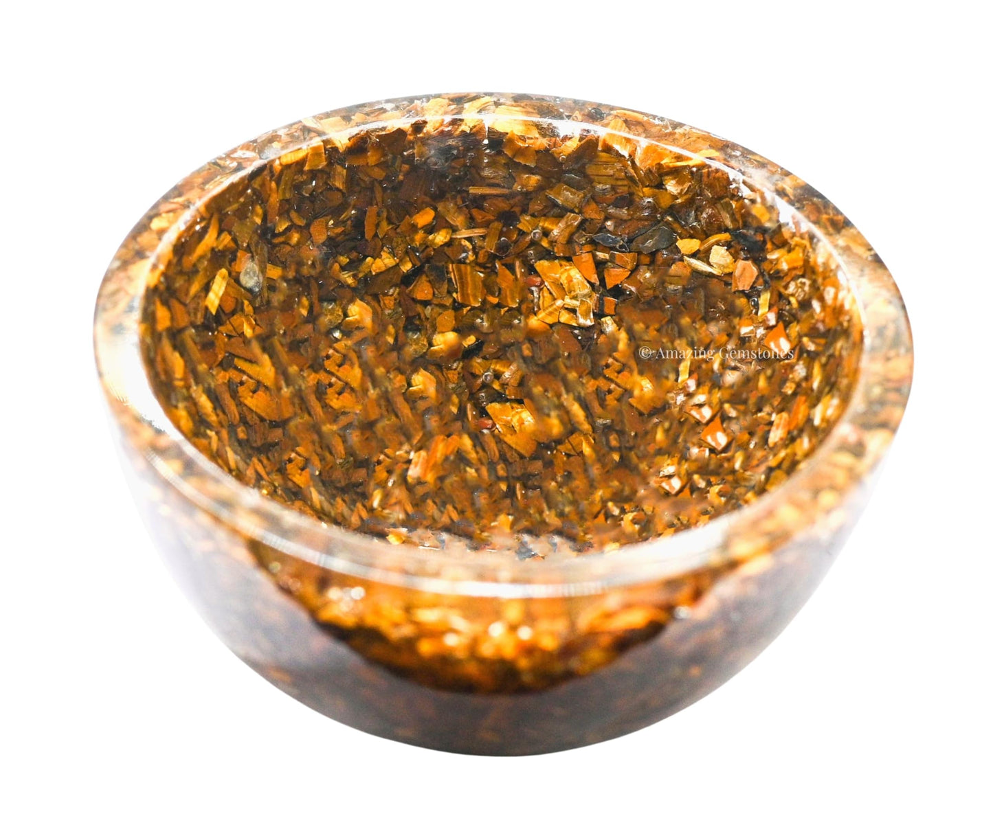 Amazing Gemstone Tigers Eye Orgonite Orgone Crystal Gemstone Bowl - 3" Orgonite Tigers Eye Crystal Bowl for Meditation, Crystals and Healing Stones Gift and Protection