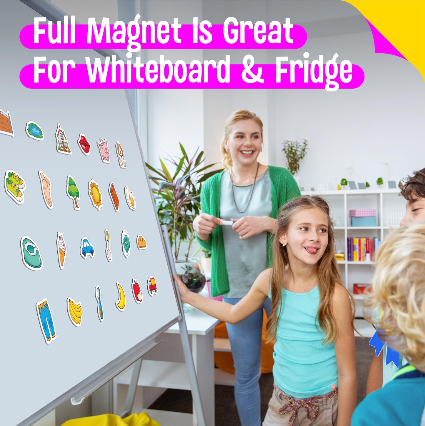 50 PCS First Word Magnets, Magnetic Thickened Daily Items Fridge Magnets Adorable Educational Learning Toys for Kindergarten, Preschooler, Kids 3+