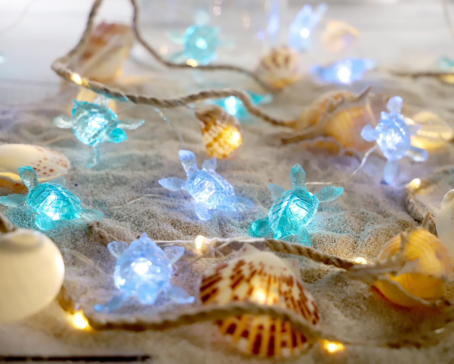 MIYA LIFE Seashell Garland Ocean Light for Beach Decor 7.2FT 39LED Battery Operated Coastal Garland Magic Conch Shell Beach Decorations for Home Coconut Girl Room Decor