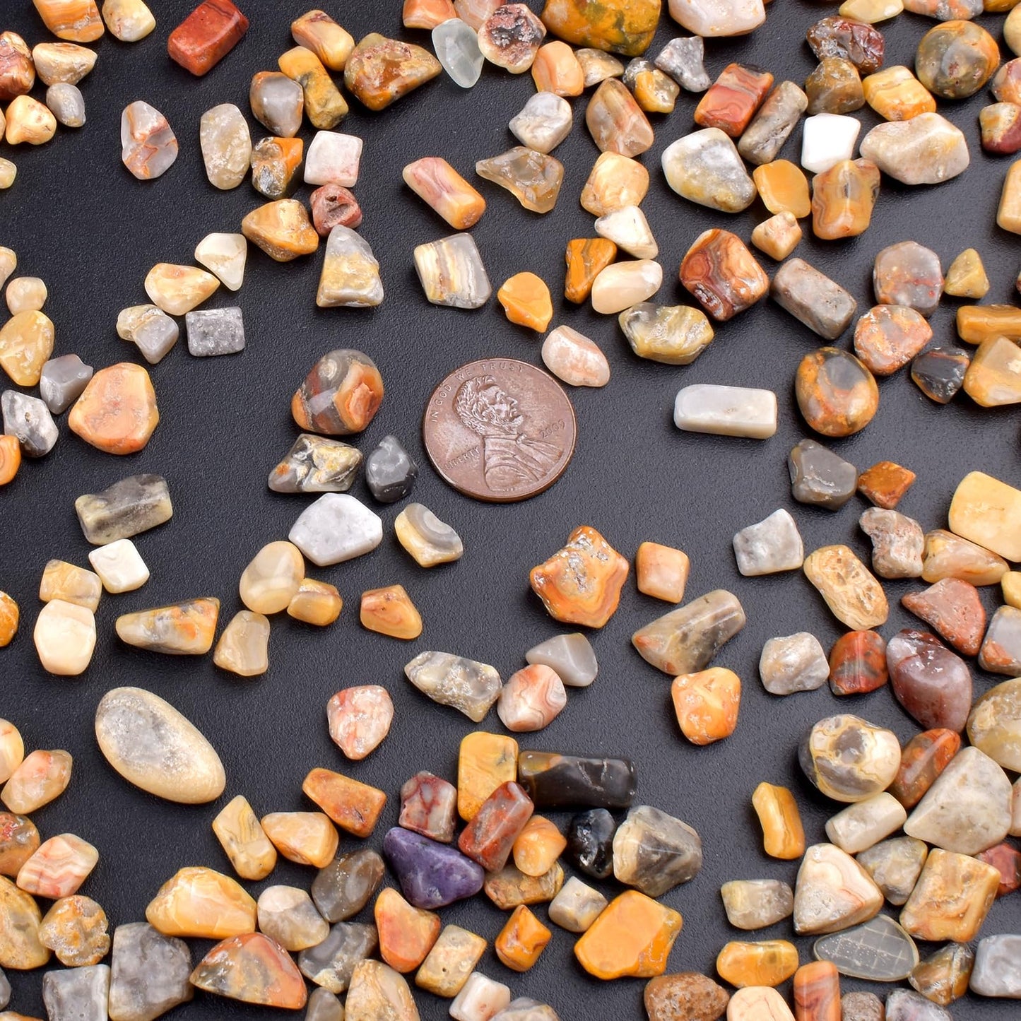 SigMntun Polished Crazy Lace Agate Crystal Chips 200 Pcs - 0.3" 10 oz Tumbled Stone Chips Crushed Sea Glass Stones Healing Reiki Crystal Making Home Decoration