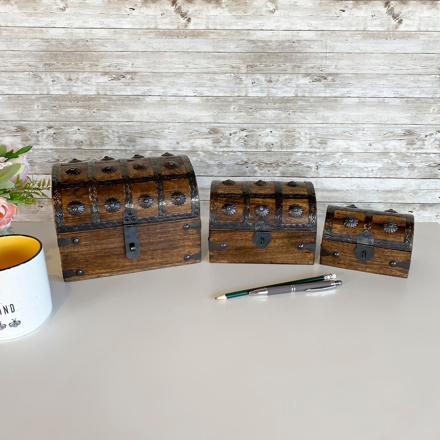 Nautical Cove Treasure Chest Keepsake and Jewelry Box Wood - Decorative Treasure Box