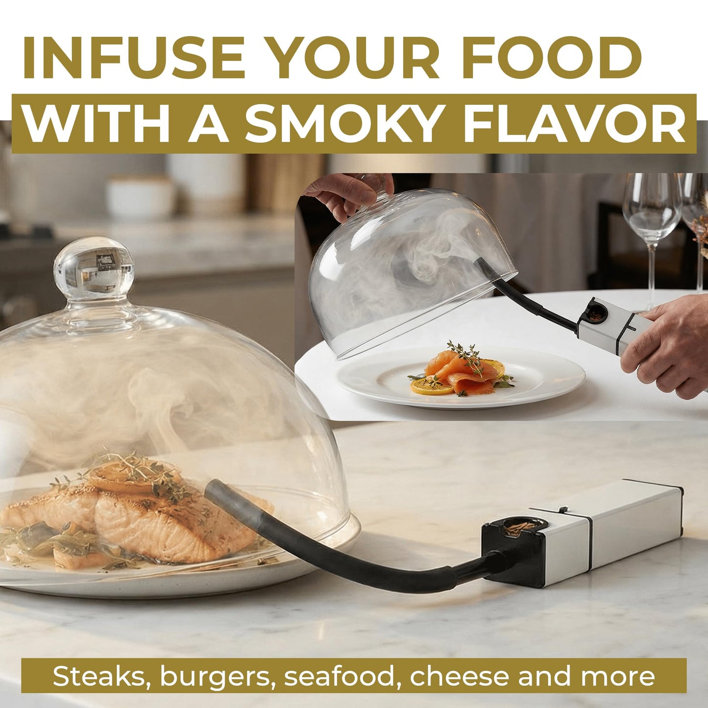 Cocktail Smoker Kit Holiday gift set - Indoor Drink & Food Infuser with Wood Chips | Old Fashioned Whiskey Bourbon Smoker Gift
