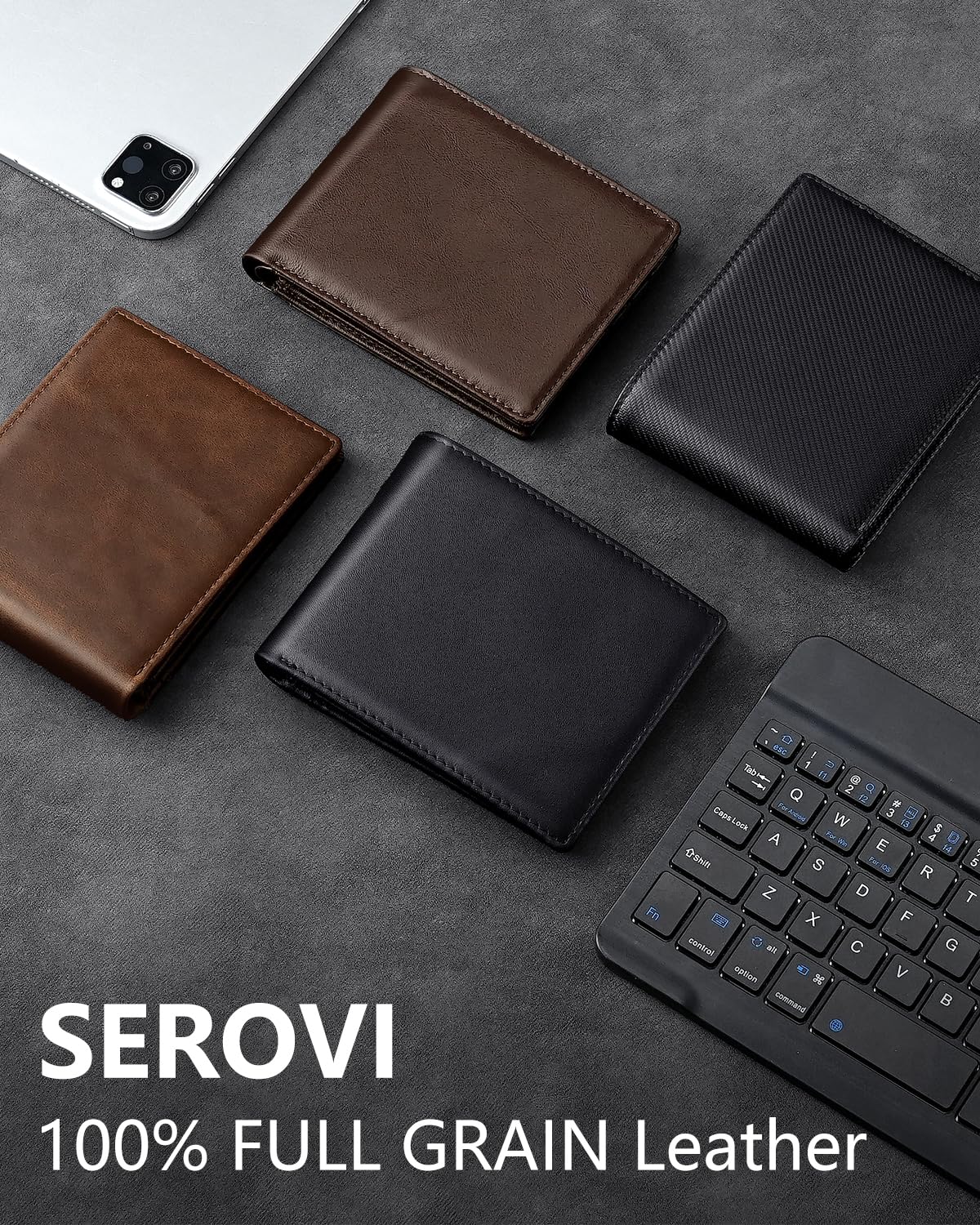 Mens Genuine Leather Bifold RFID Blocking Wallet with 14 Card Slots, ID Window & 2 Cash Pocket - Includes Gift Box