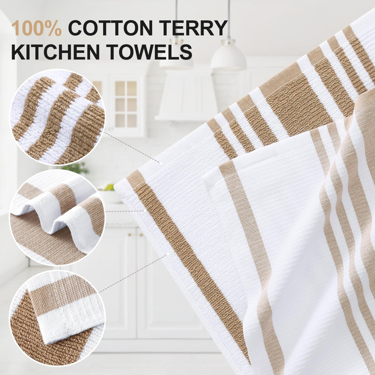 Premium Cotton Stripe Kitchen Towels 8 Pack (8 Count)