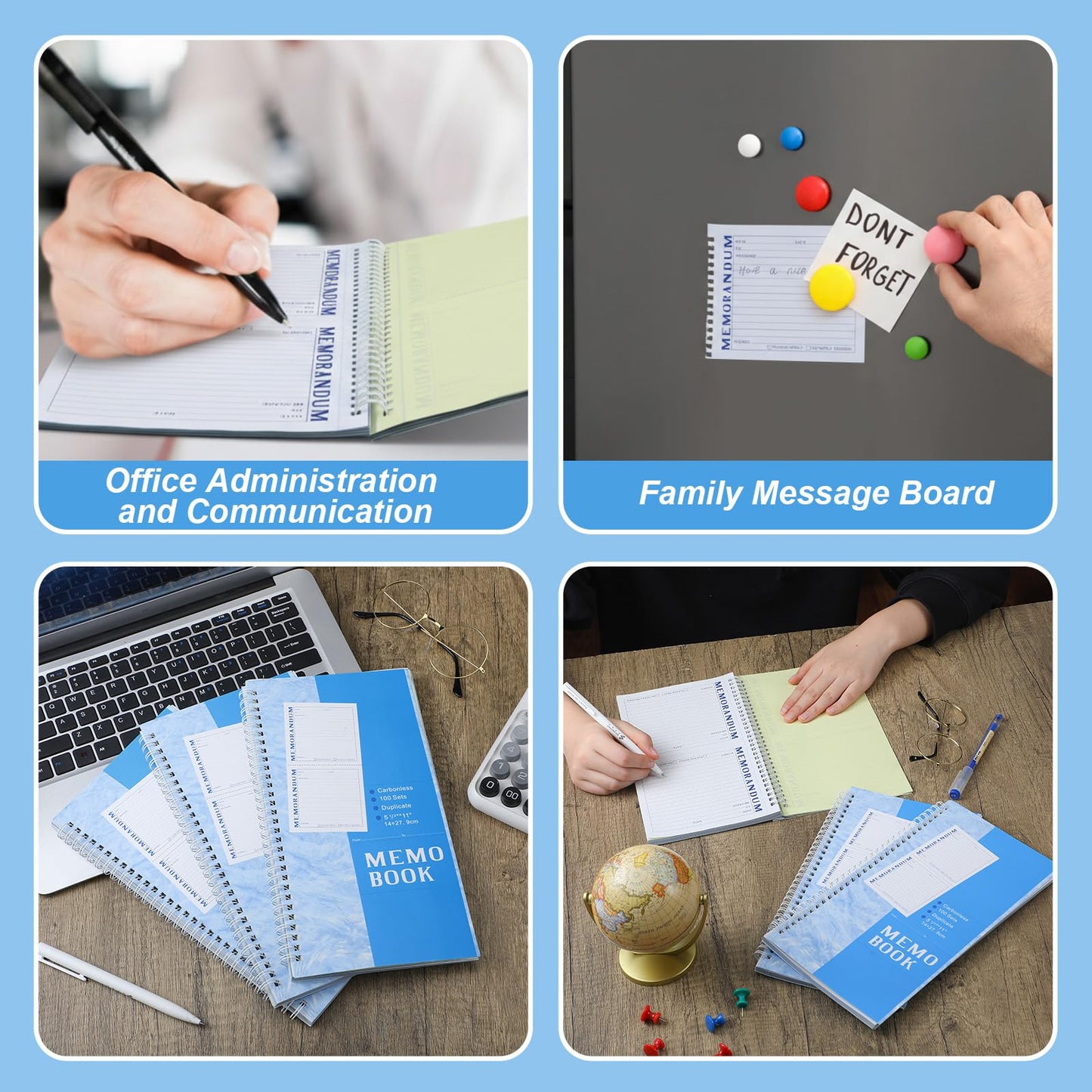 Eaasty 3 Pack Memorandum Book Carbon Copy Notebook Carbonless Two-part Duplicate Memorandum Forms Book Tear off Phone Message Pads for Office School Home