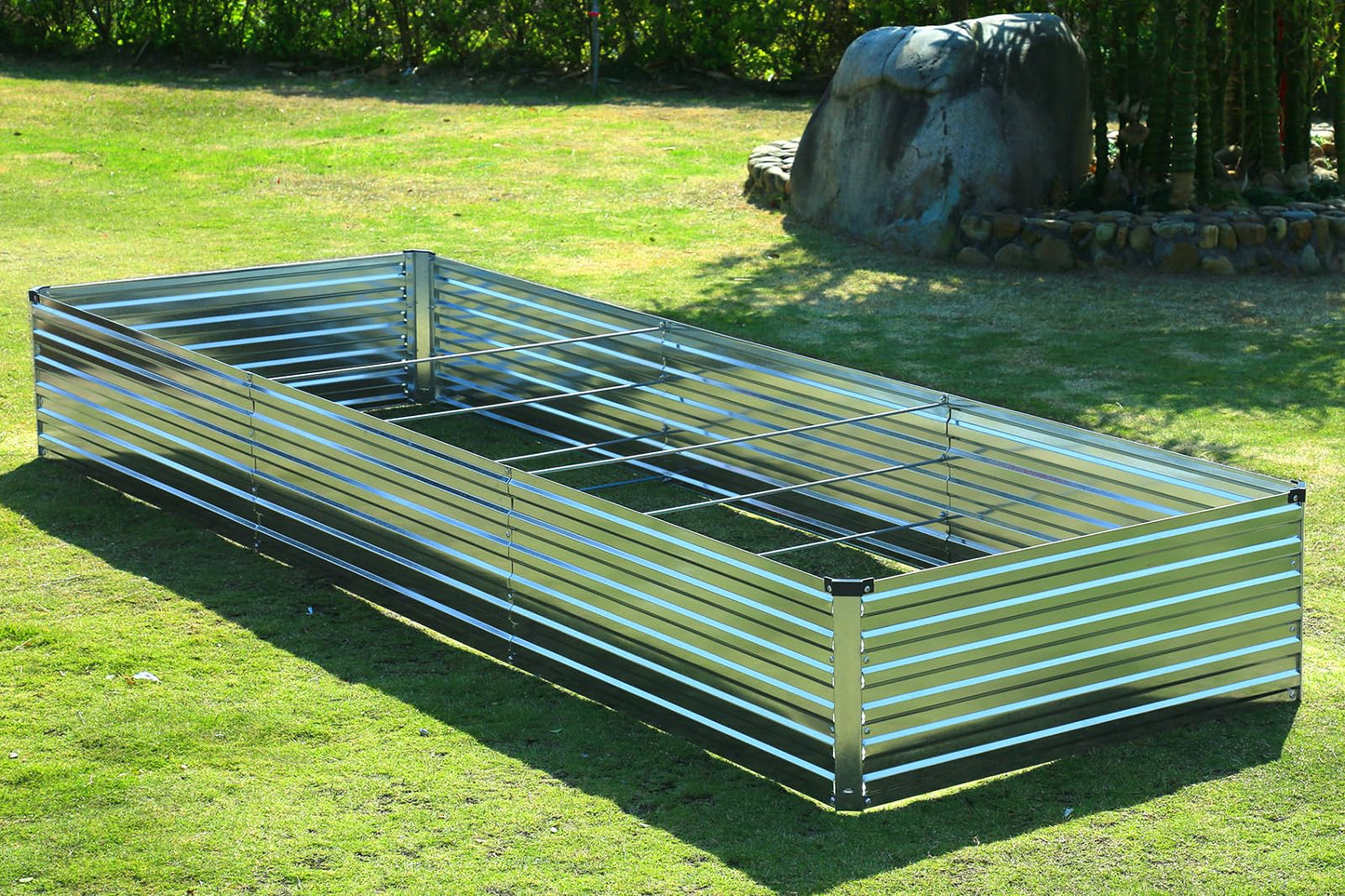 Meberam 2 Pack 12x2x1FT Galvanized Raised Garden Beds Kit Outdoor Metal Gardening Planter Box for Vegetable Elevated Flower Herbs,Silver