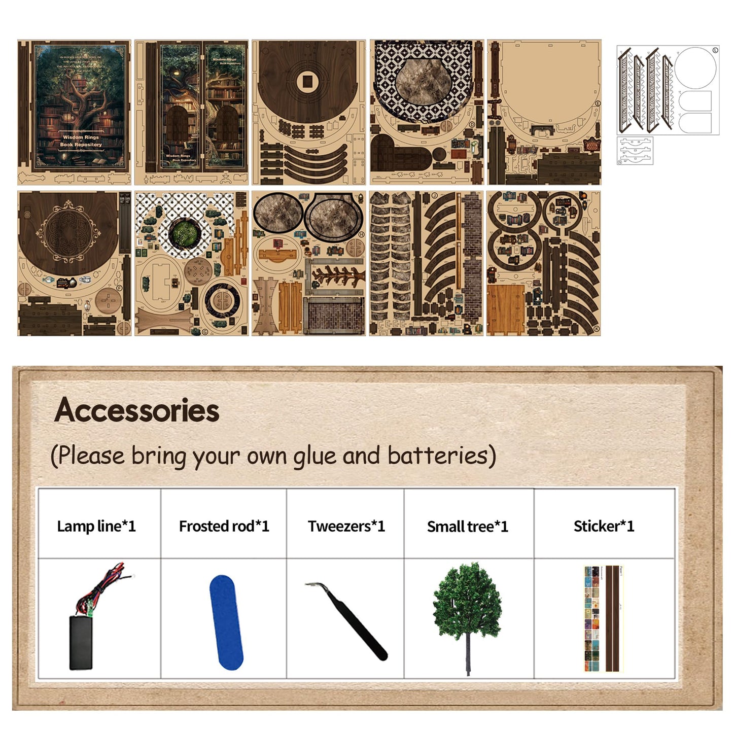 Soothee DIY Book Nook Kit with LED Lights | 3D Puzzles for Adults & Teens, Miniatures and Model Building Kits for Bookshelf Decor, Relaxing & Unique Gift for Craft Lovers | Wisdom Library